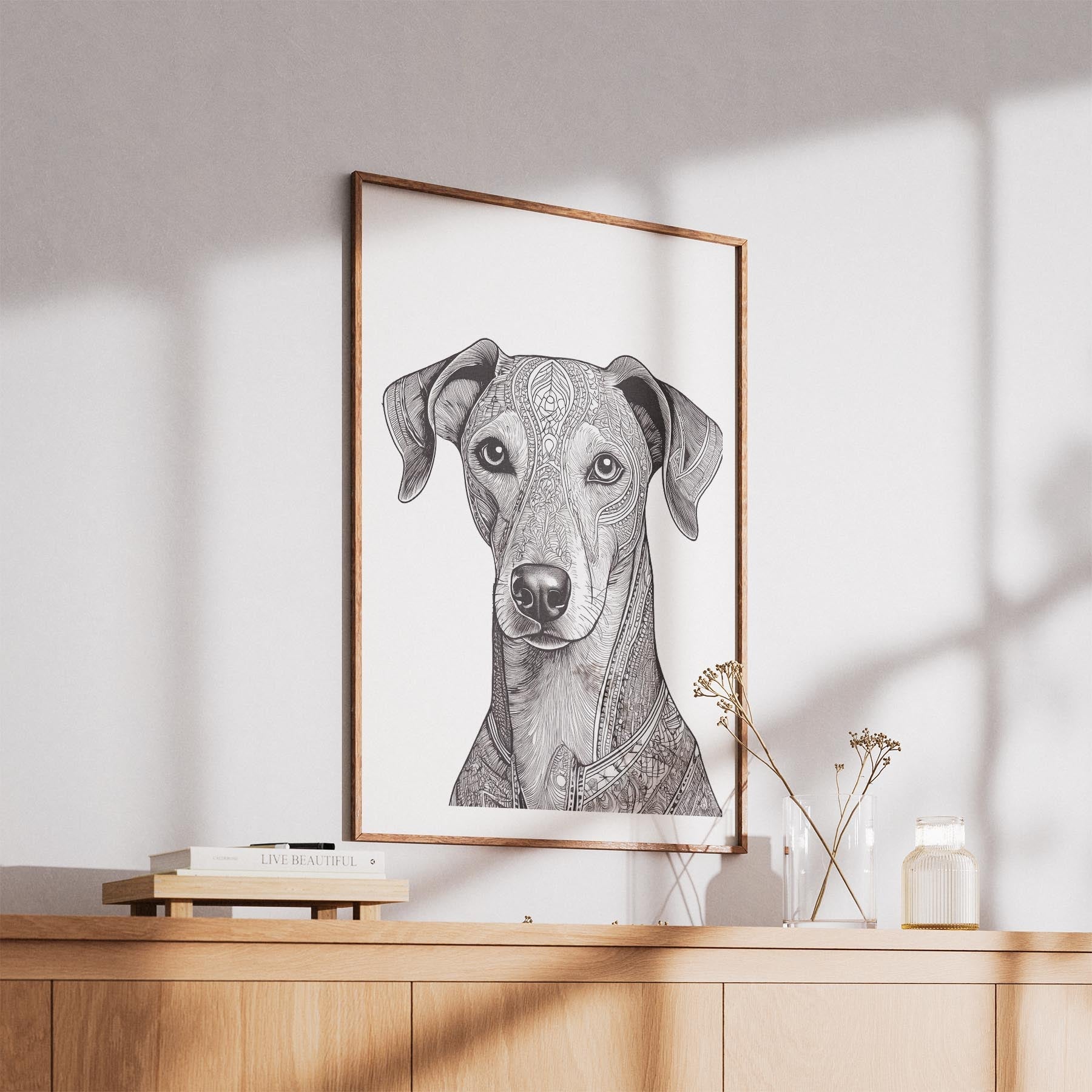 Greyhound Mandala Black and White Dog Series image 5