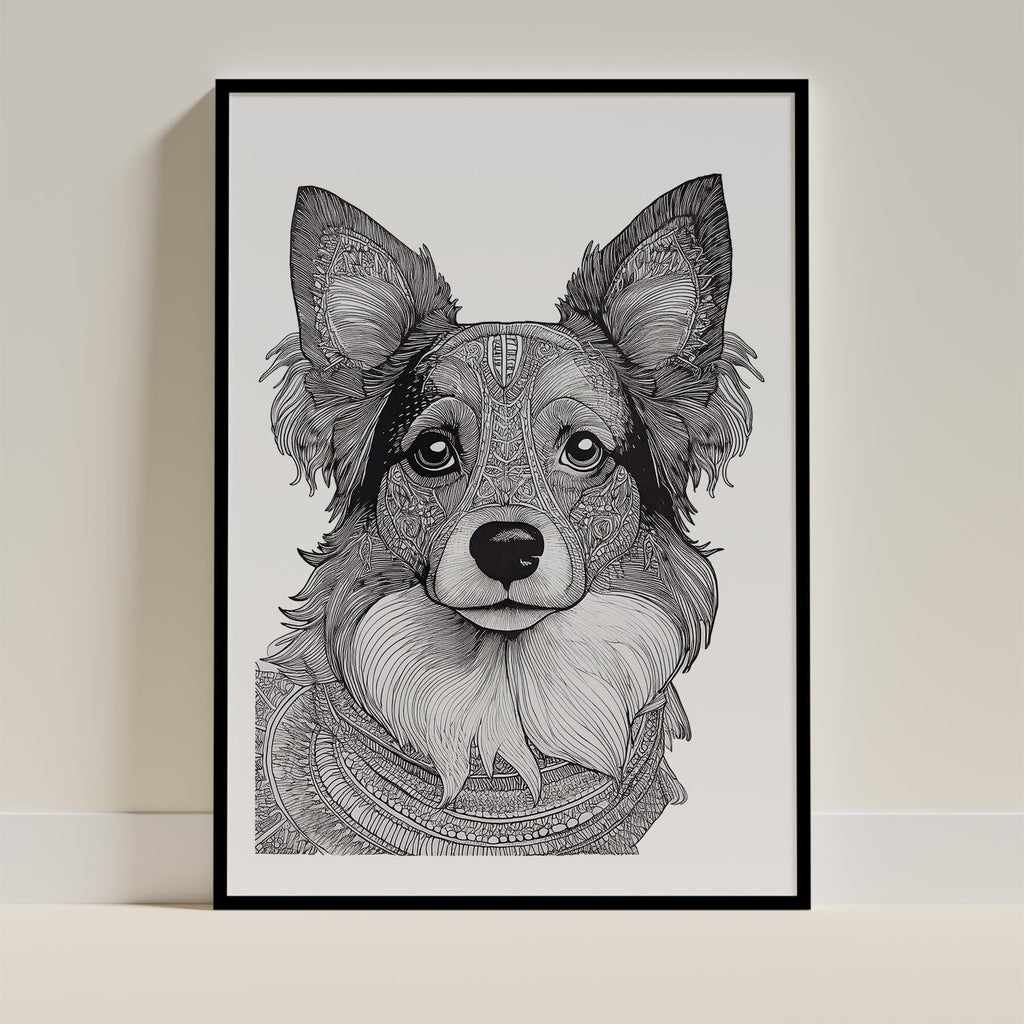 Papillon Mandala Black and White Dog Series image 0