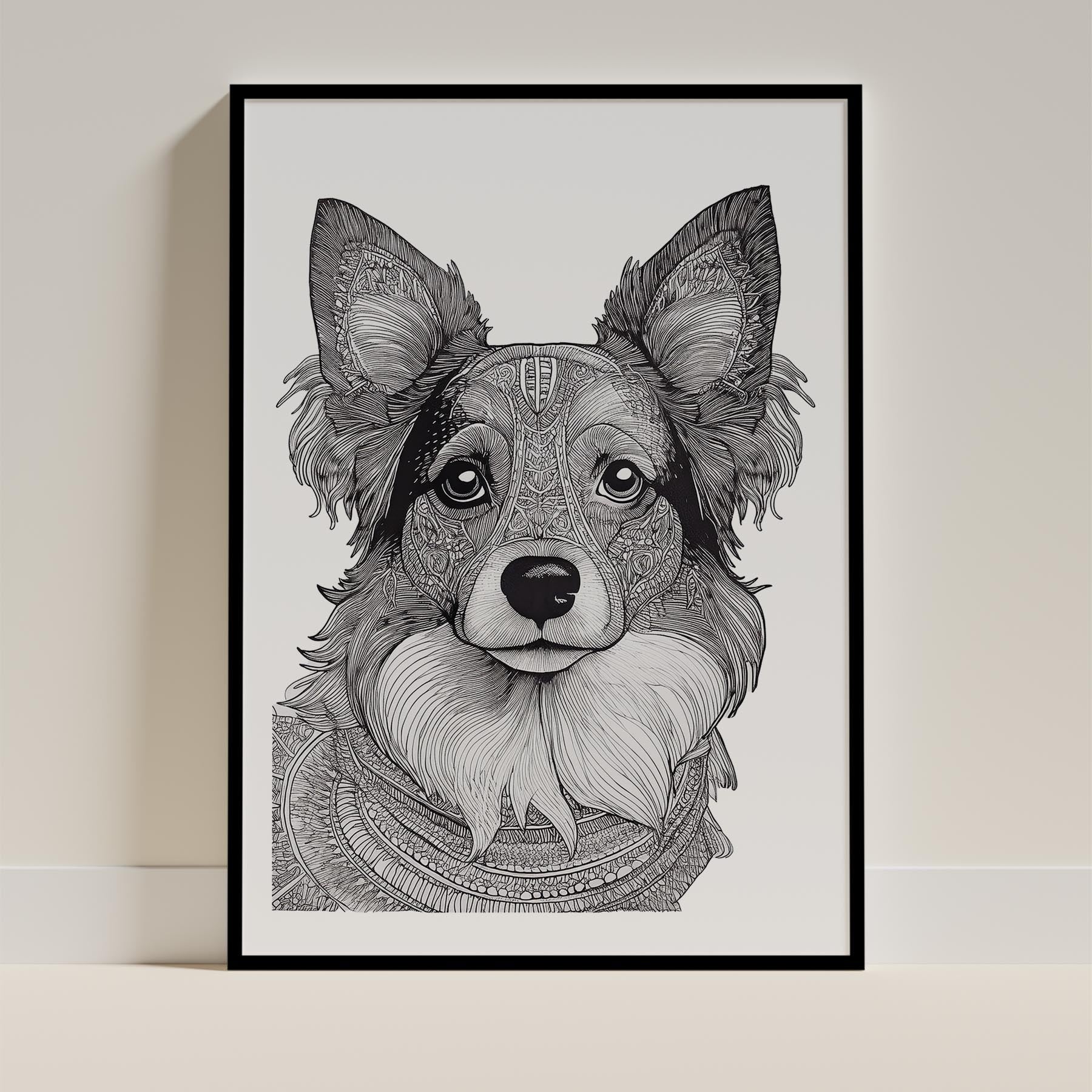 Papillon Mandala Black and White Dog Series image 0