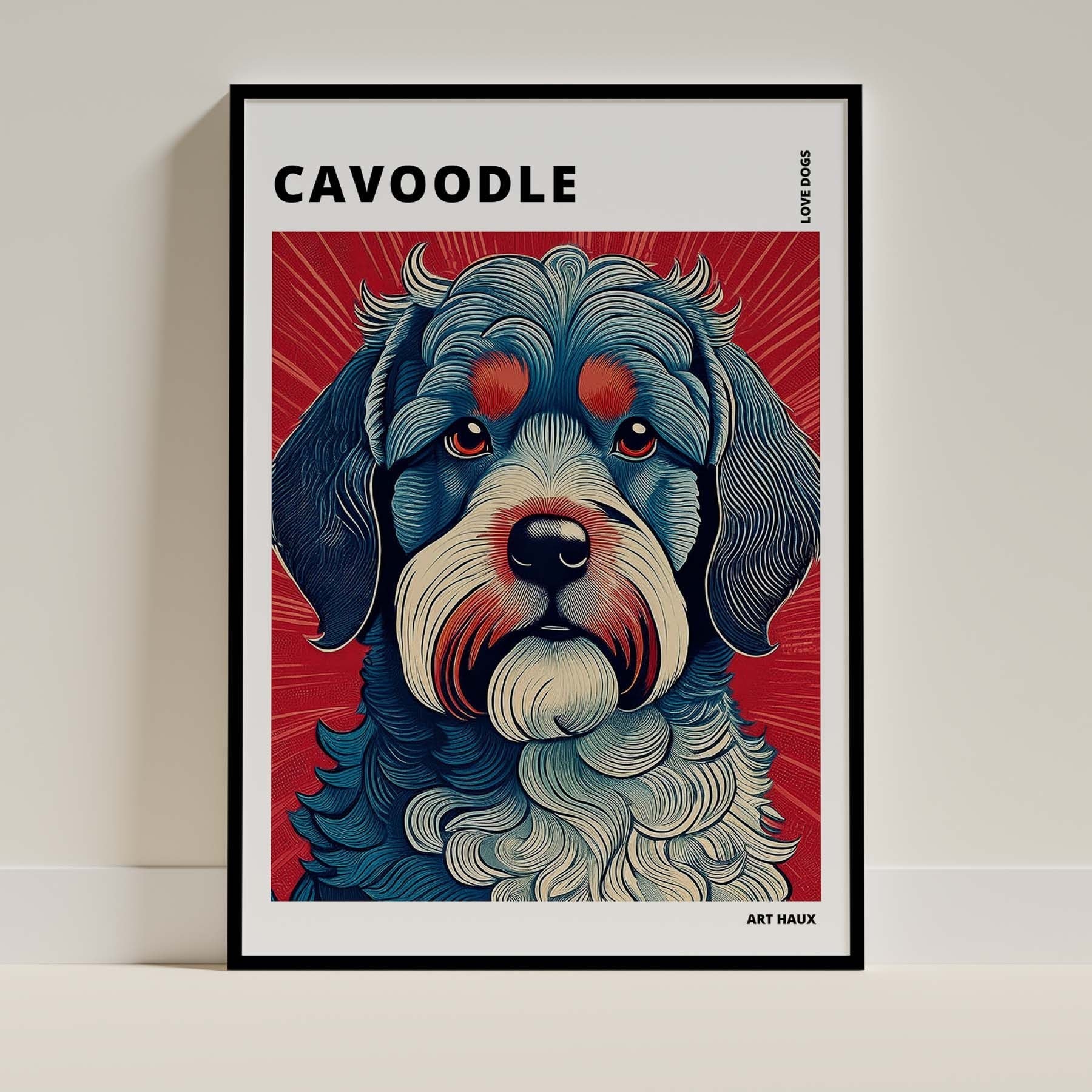 Cavoodle Hokusai Japanese Inspired Dog Series with Text image 0