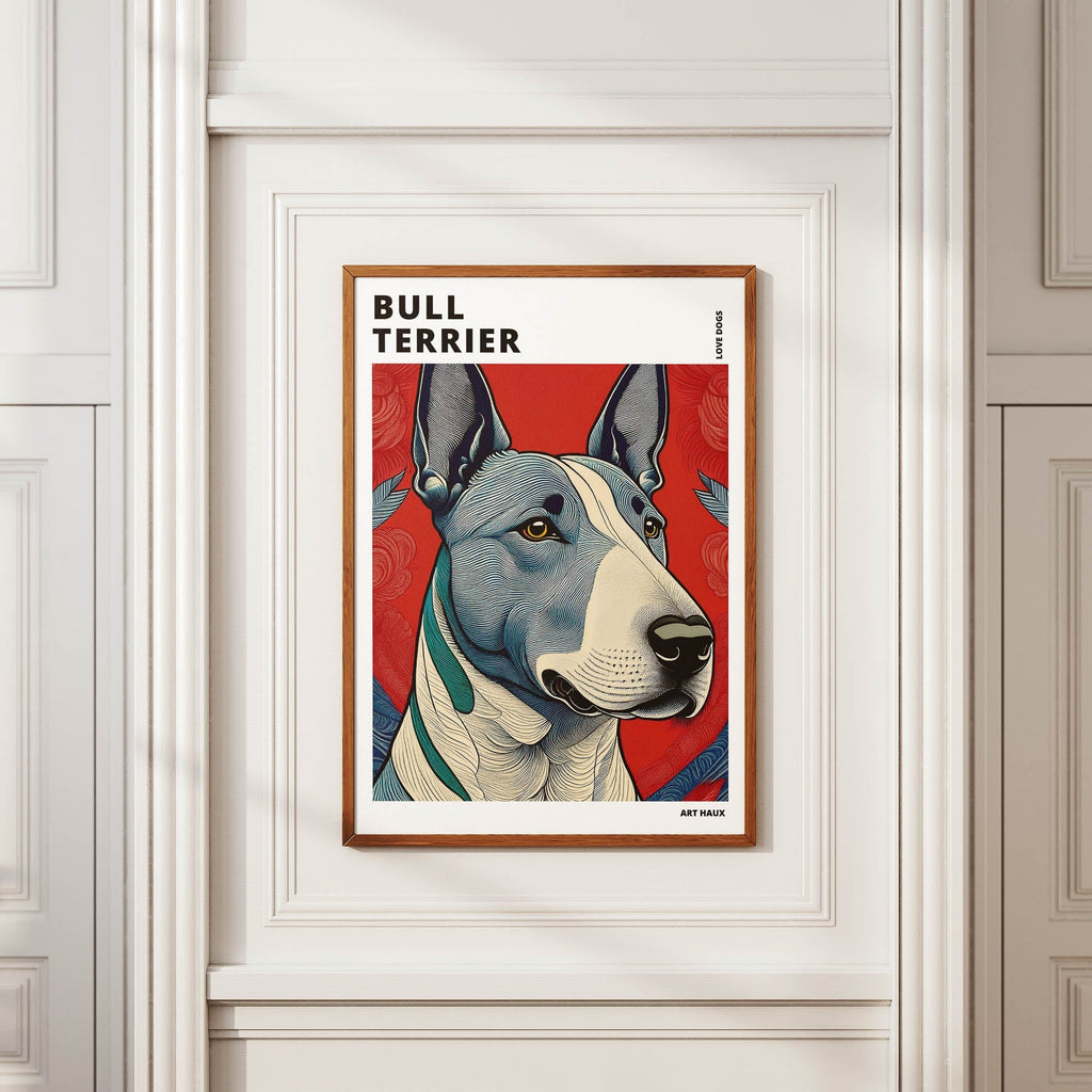Bull Terrier Hokusai Japanese Inspired Dog Series with Text image 3