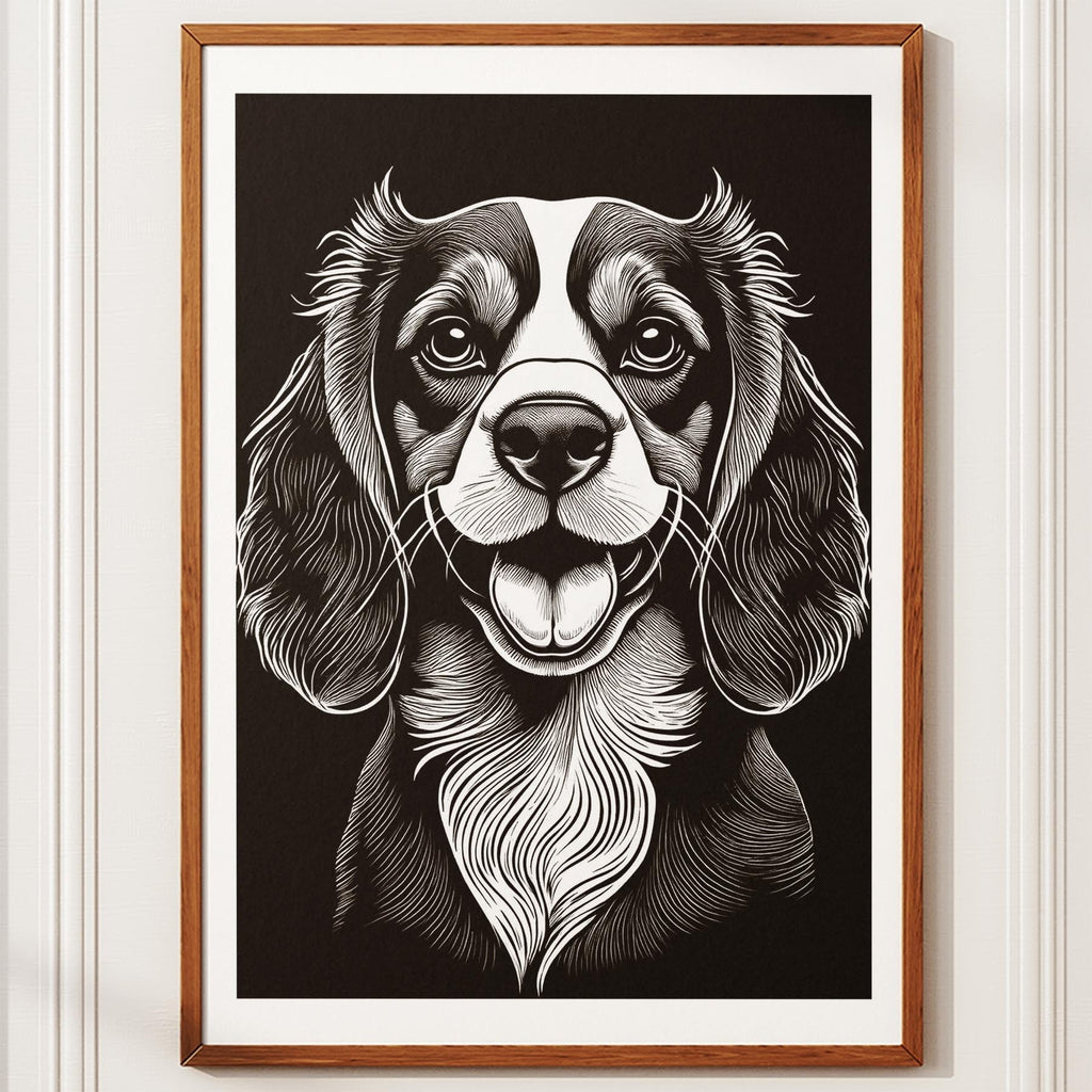 Cavalier Spaniel Line Dog Series in Black and White image 10