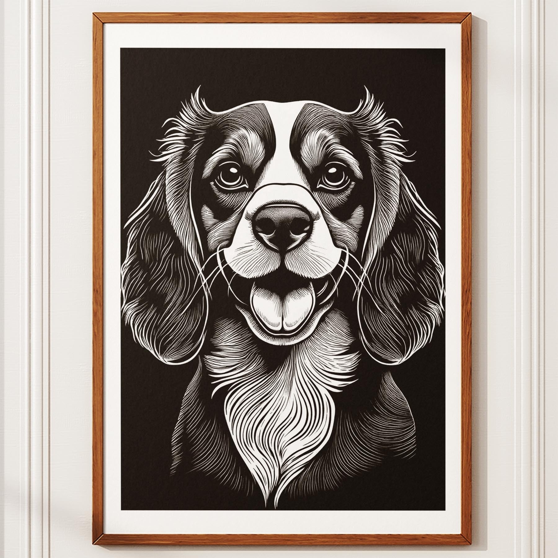 Cavalier Spaniel Line Dog Series in Black and White image 10