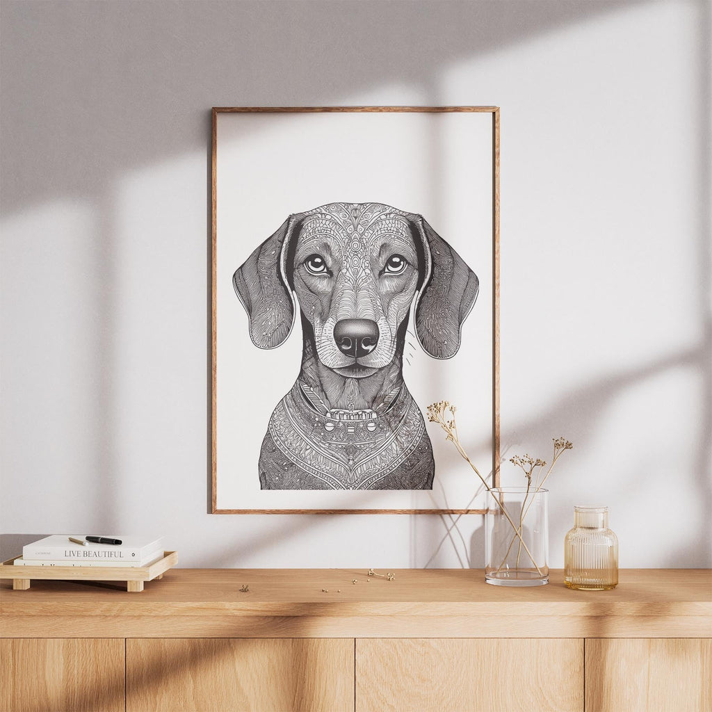 Dachshund Mandala Black and White Dog Series image 8