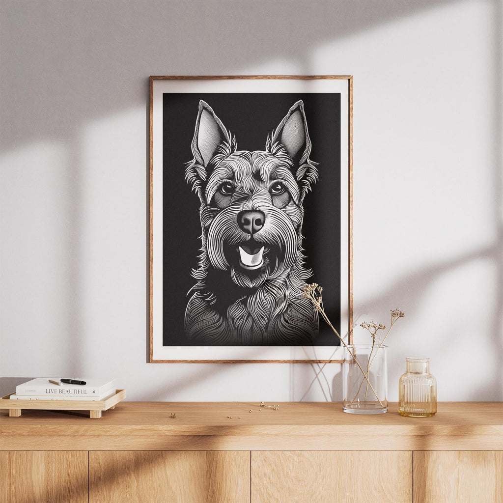 Black Russian Terrier Line Dog Series in Black and White image 8