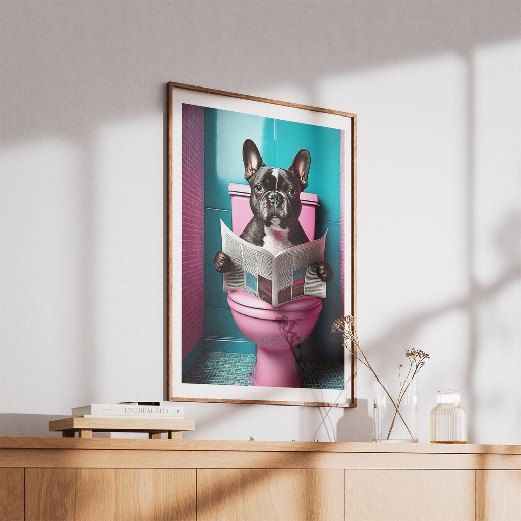 French Bulldog Toilet Dogs PInk and Turquise image 5