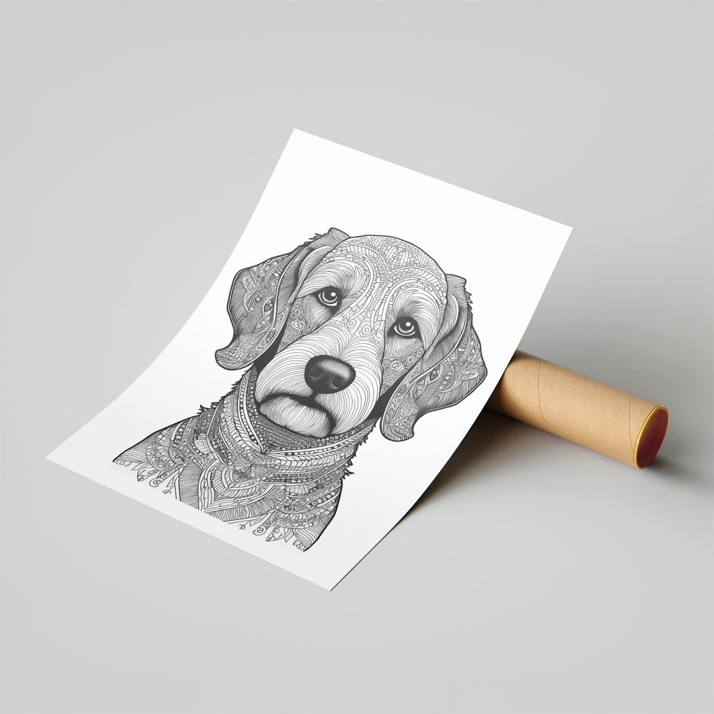 Groodle Mandala Black and White Dog Series image 6