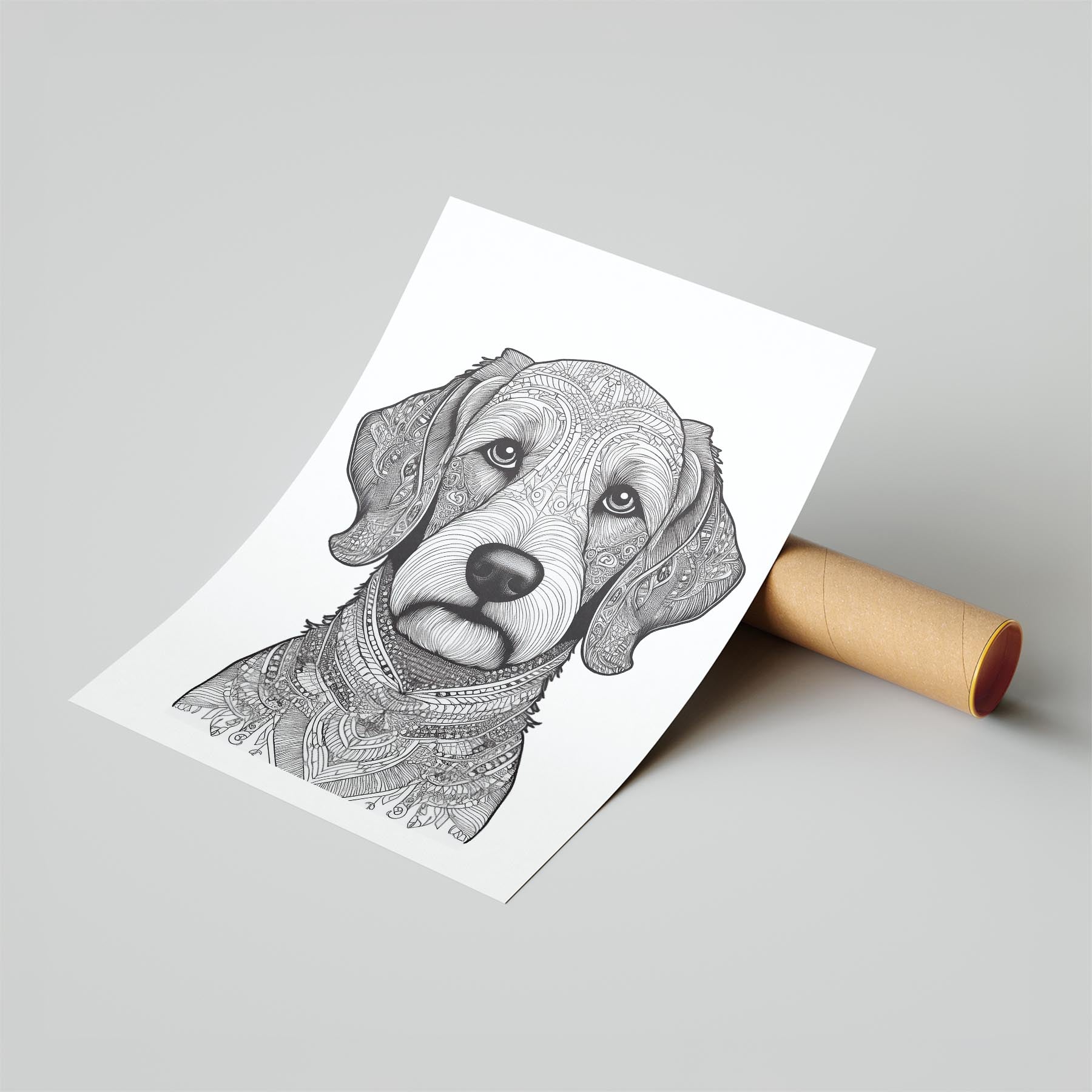 Groodle Mandala Black and White Dog Series image 6