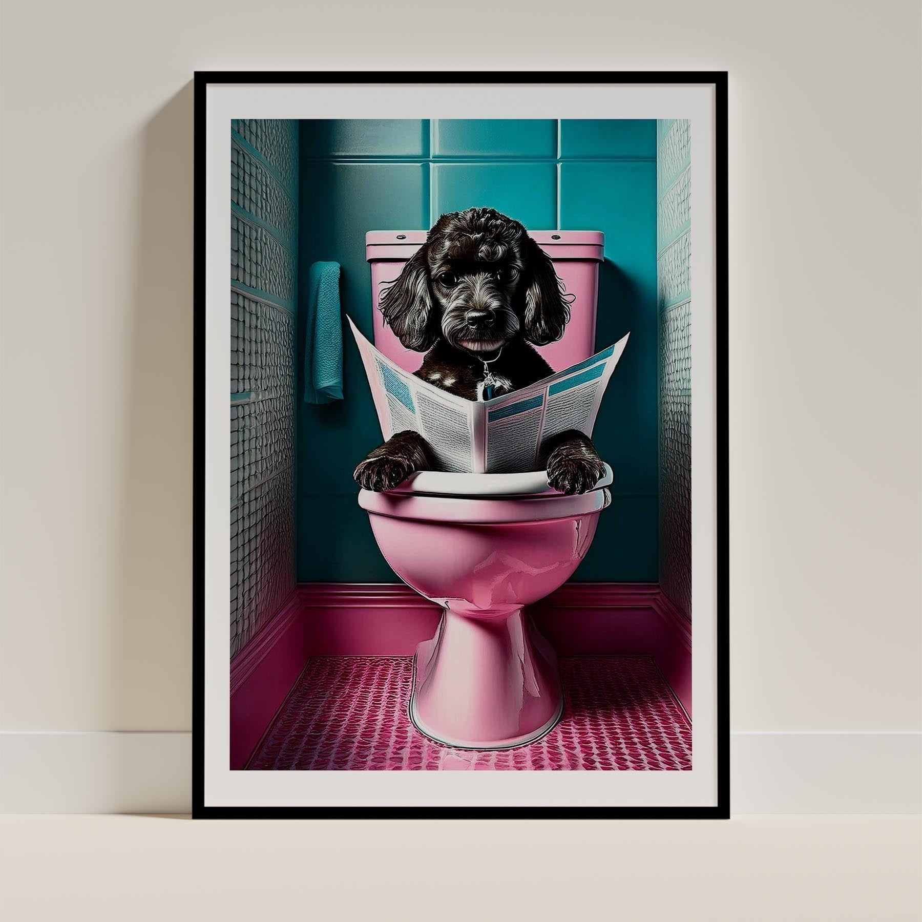 Poodle Toilet Dogs PInk and Turquise image 0