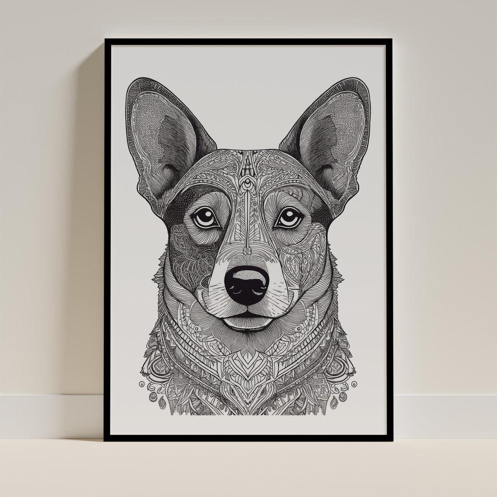Corgi Mandala Black and White Dog Series image 0