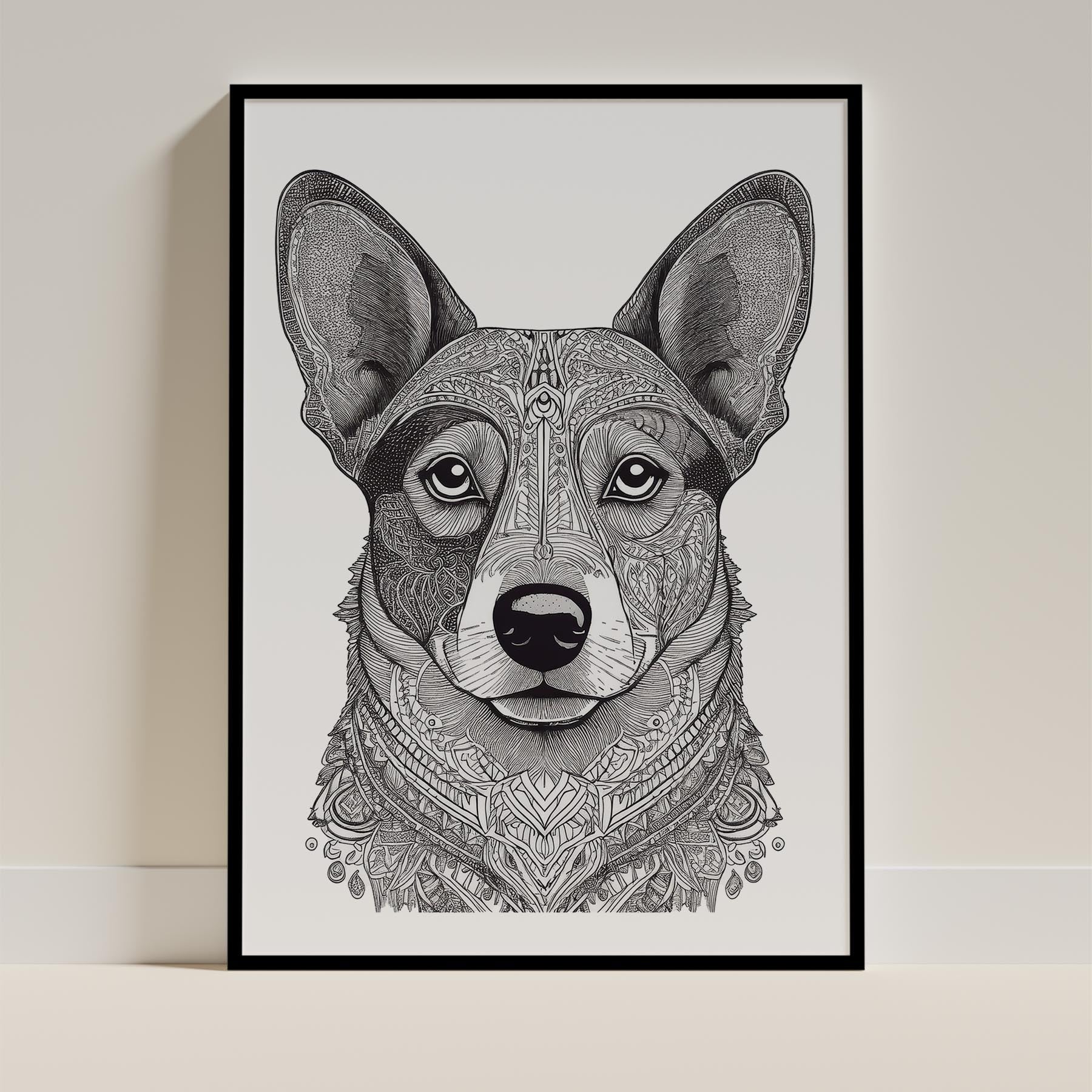 Corgi Mandala Black and White Dog Series image 0