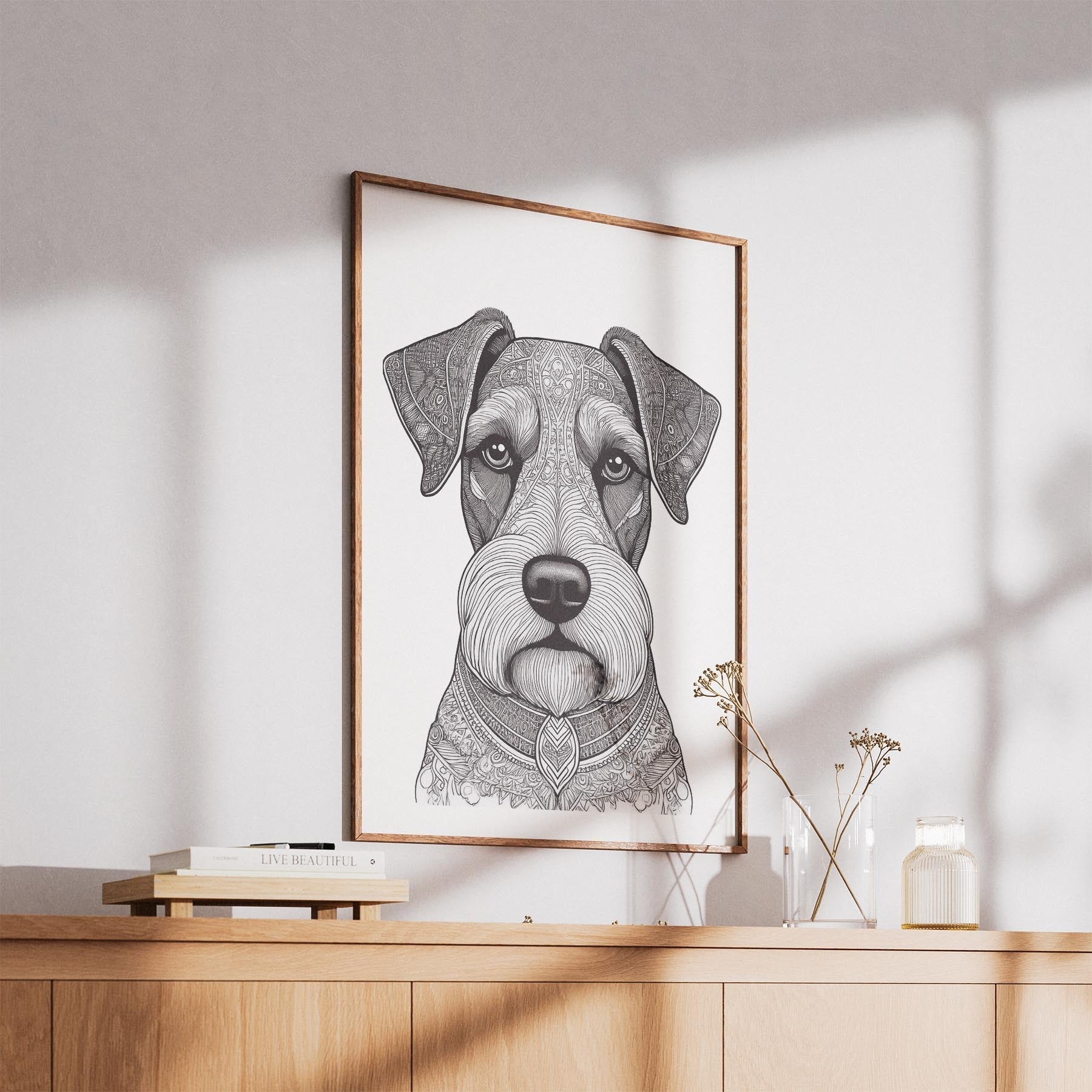 Schnauzer Mandala Black and White Dog Series image 5