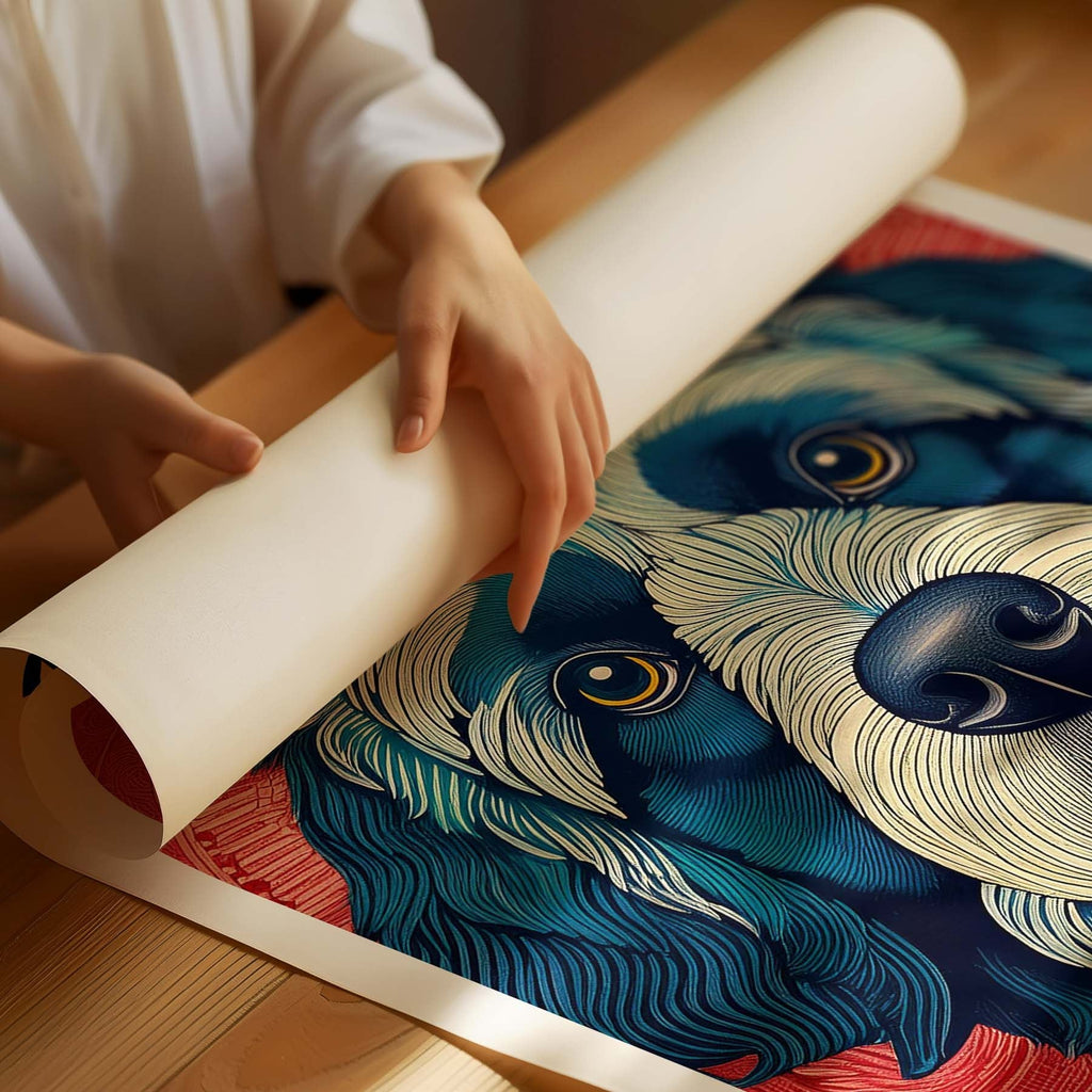 Newfoundland Hokusai Japanese Inspired Dog Series with Text image 1