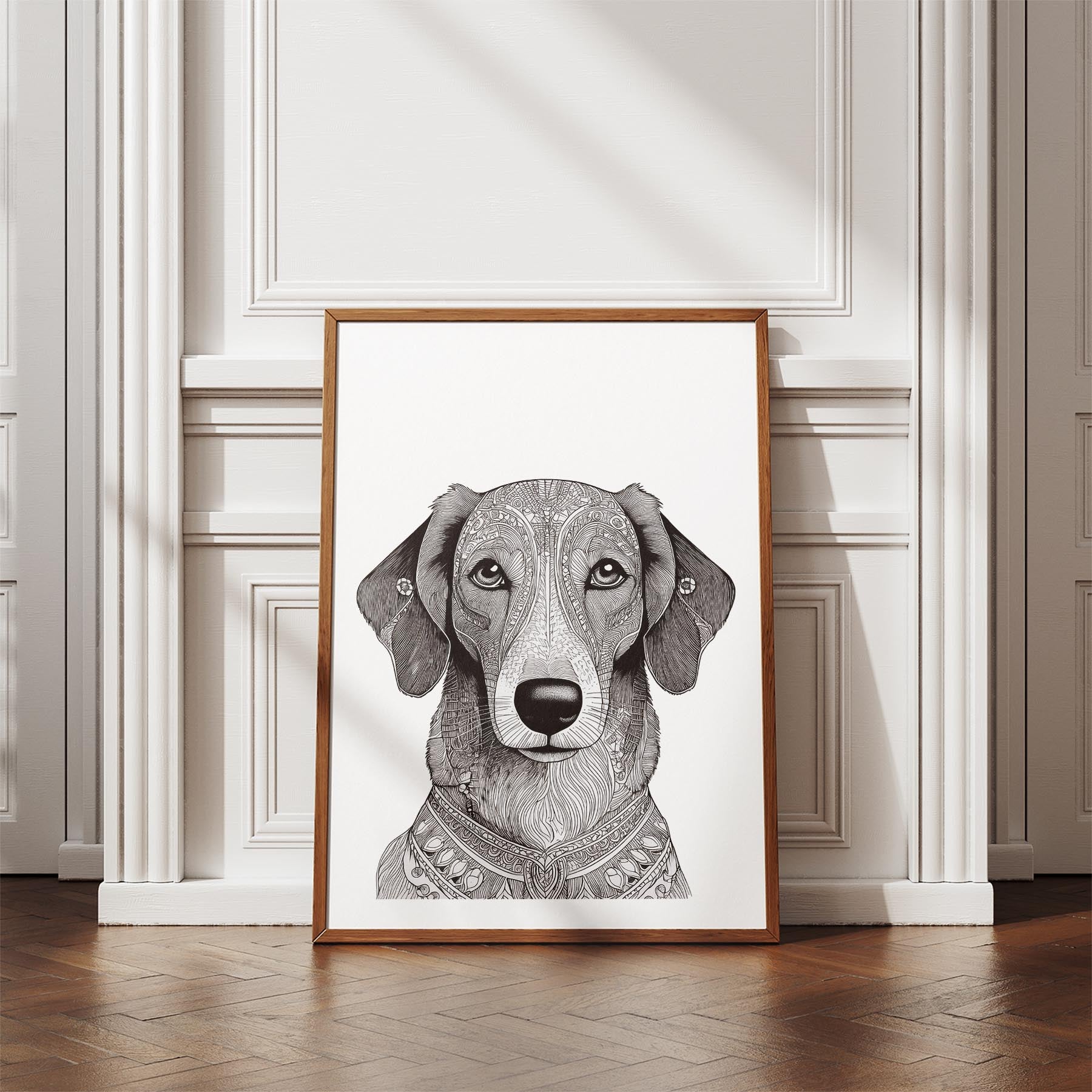 Borzoi Mandala Black and White Dog Series image 4