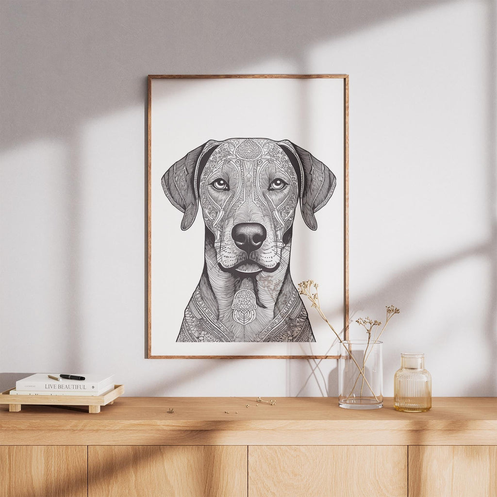 Rhoedesian Ridgeback Mandala Black and White Dog Series image 8