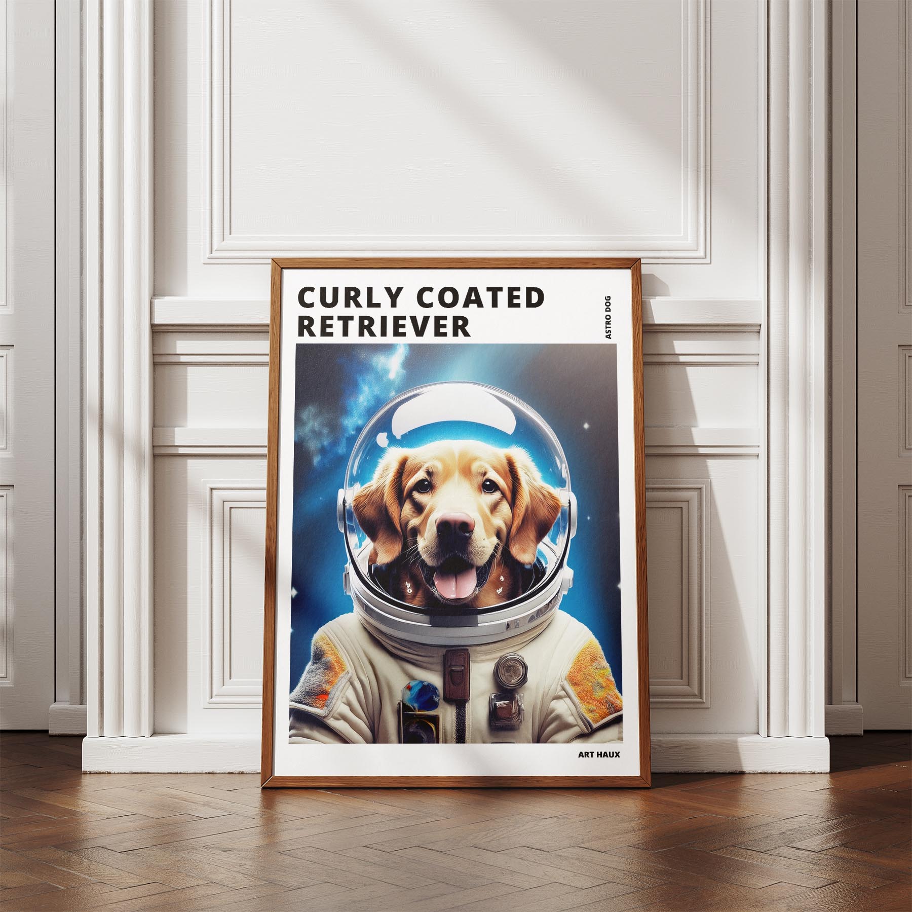 Curly Coated Retriever Astronaut Dog Series with Text Astro Dog image 4