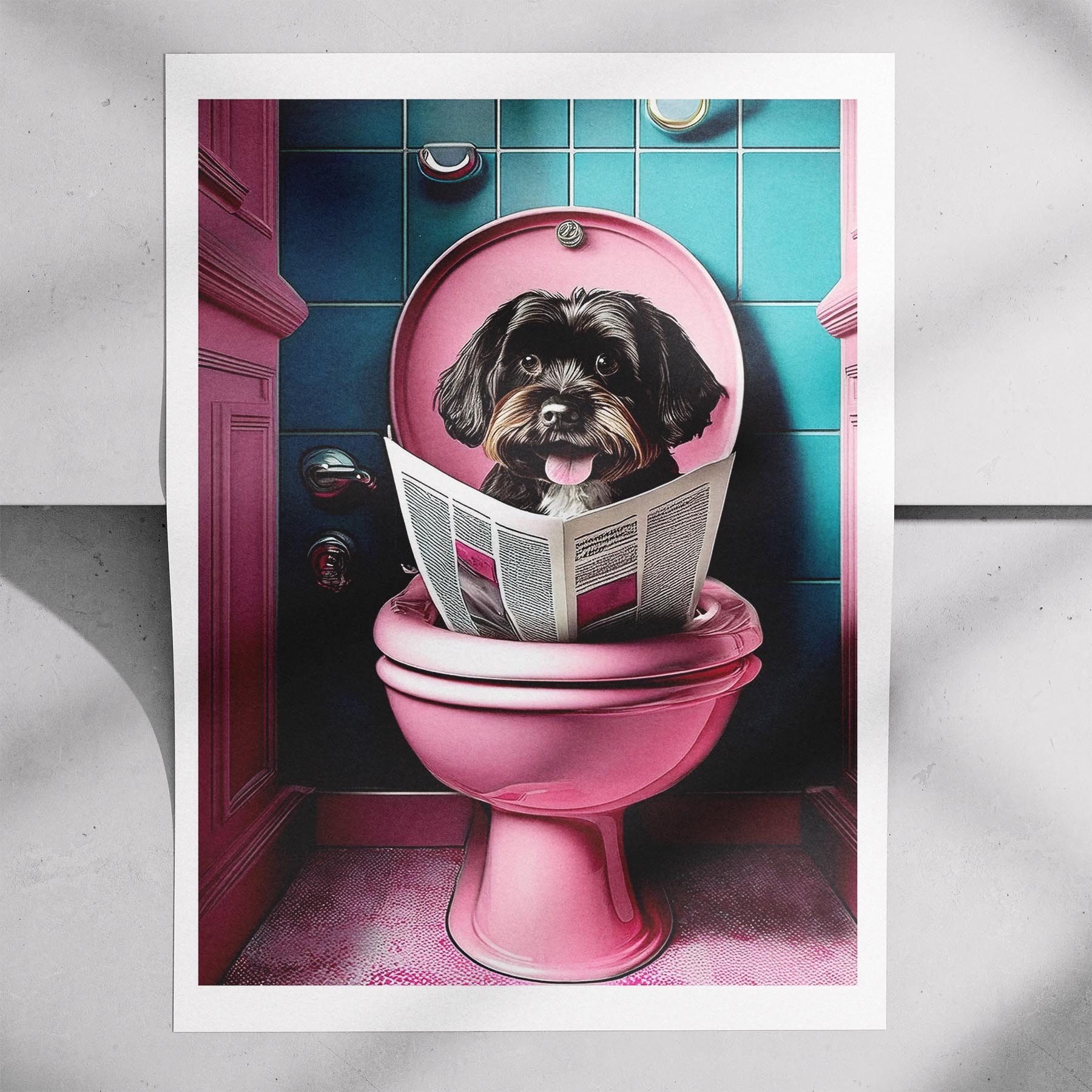 Havanese Toilet Dogs PInk and Turquise image 7