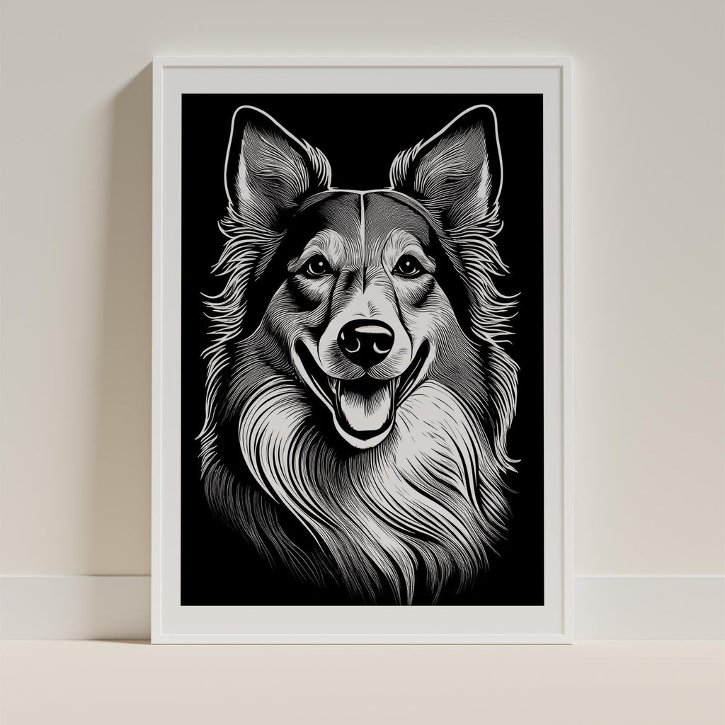 Rough Smooth Collie Line Dog Series in Black and White image 9