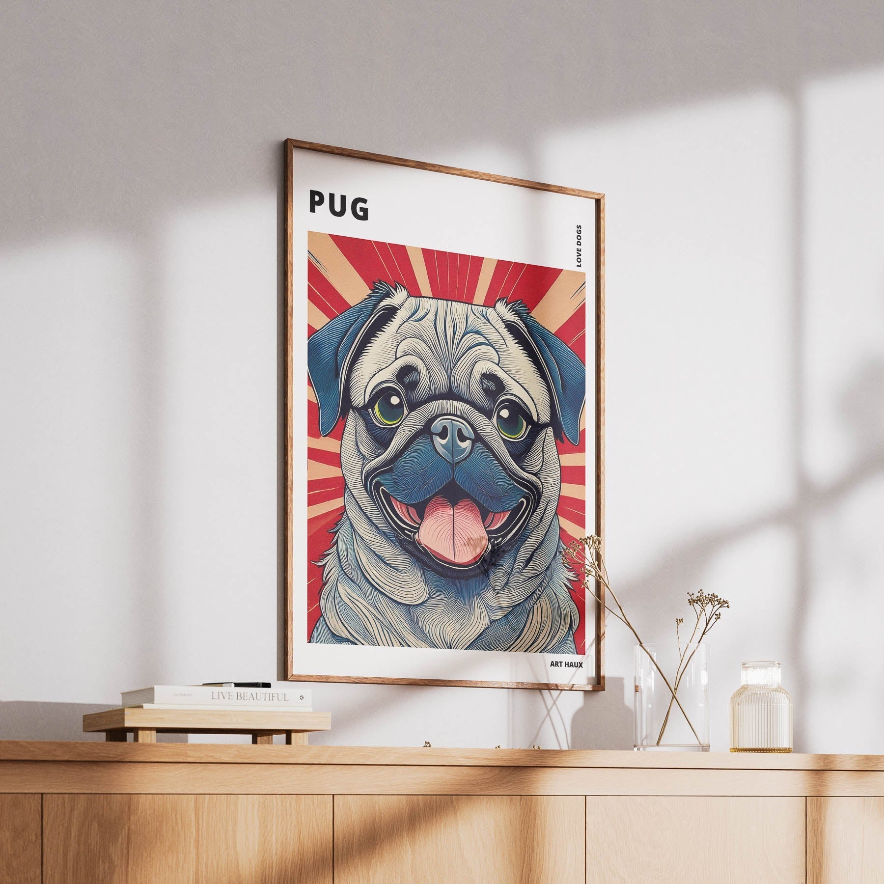 Pug Hokusai Japanese Inspired Dog Series with Text image 5