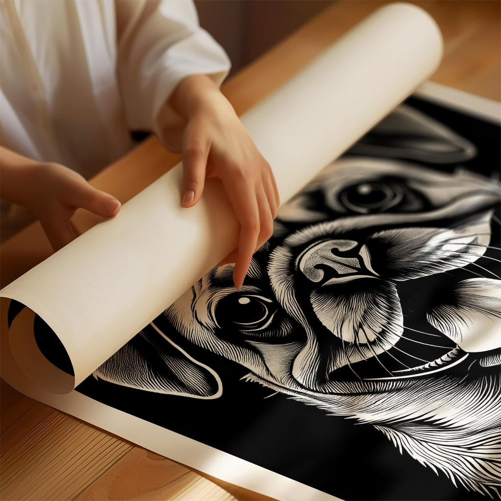 Pug Line Dog Series in Black and White image 1