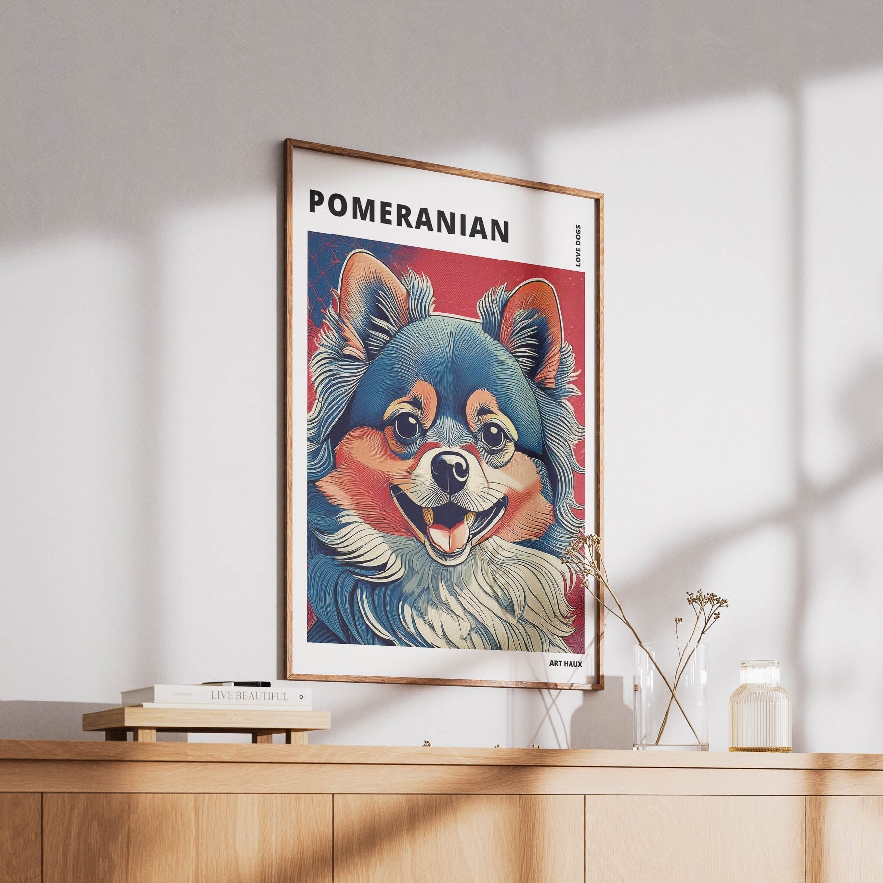 Pomeranian Hokusai Japanese Inspired Dog Series with Text image 5