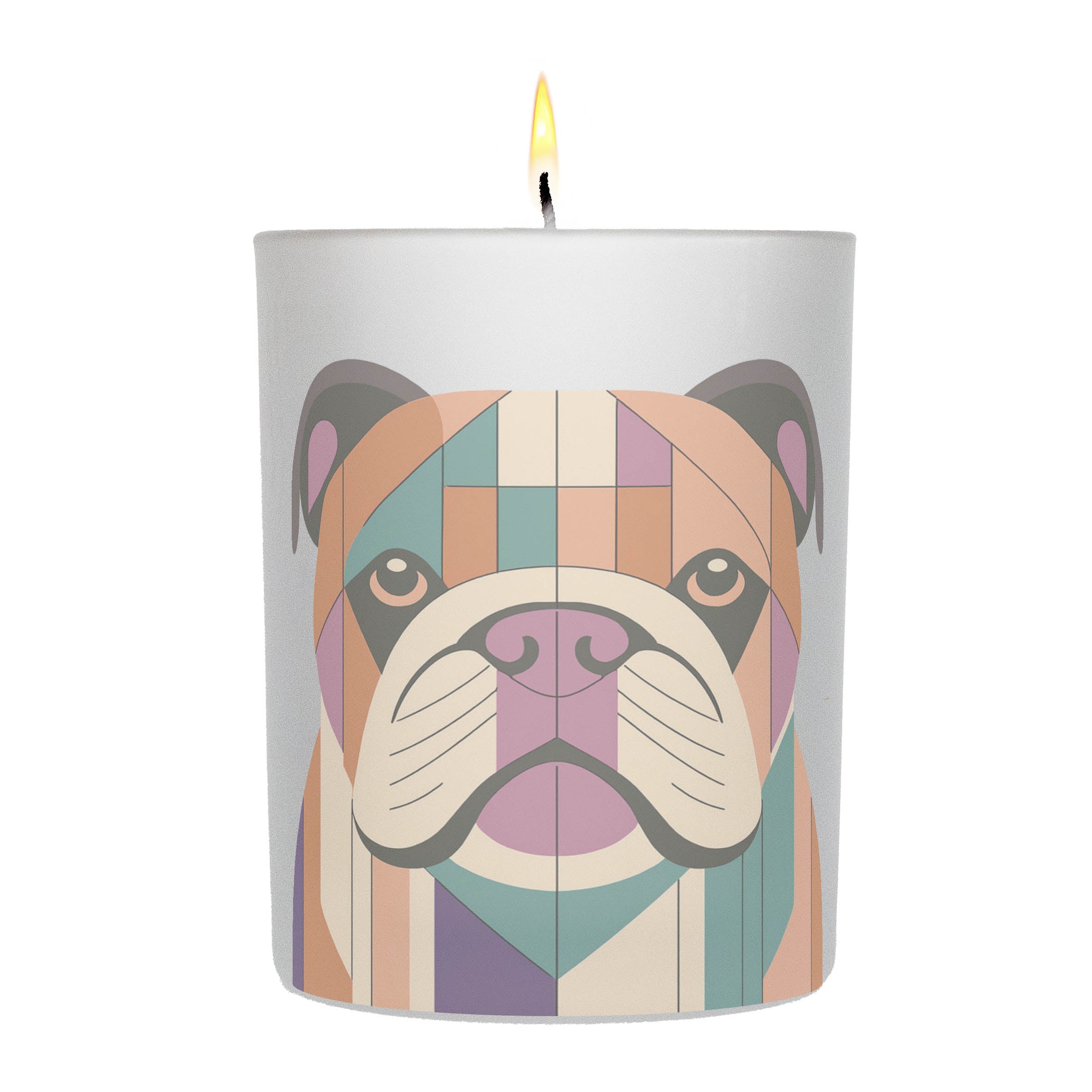 American Bulldog Graphic Retro Chic Frosted Candle