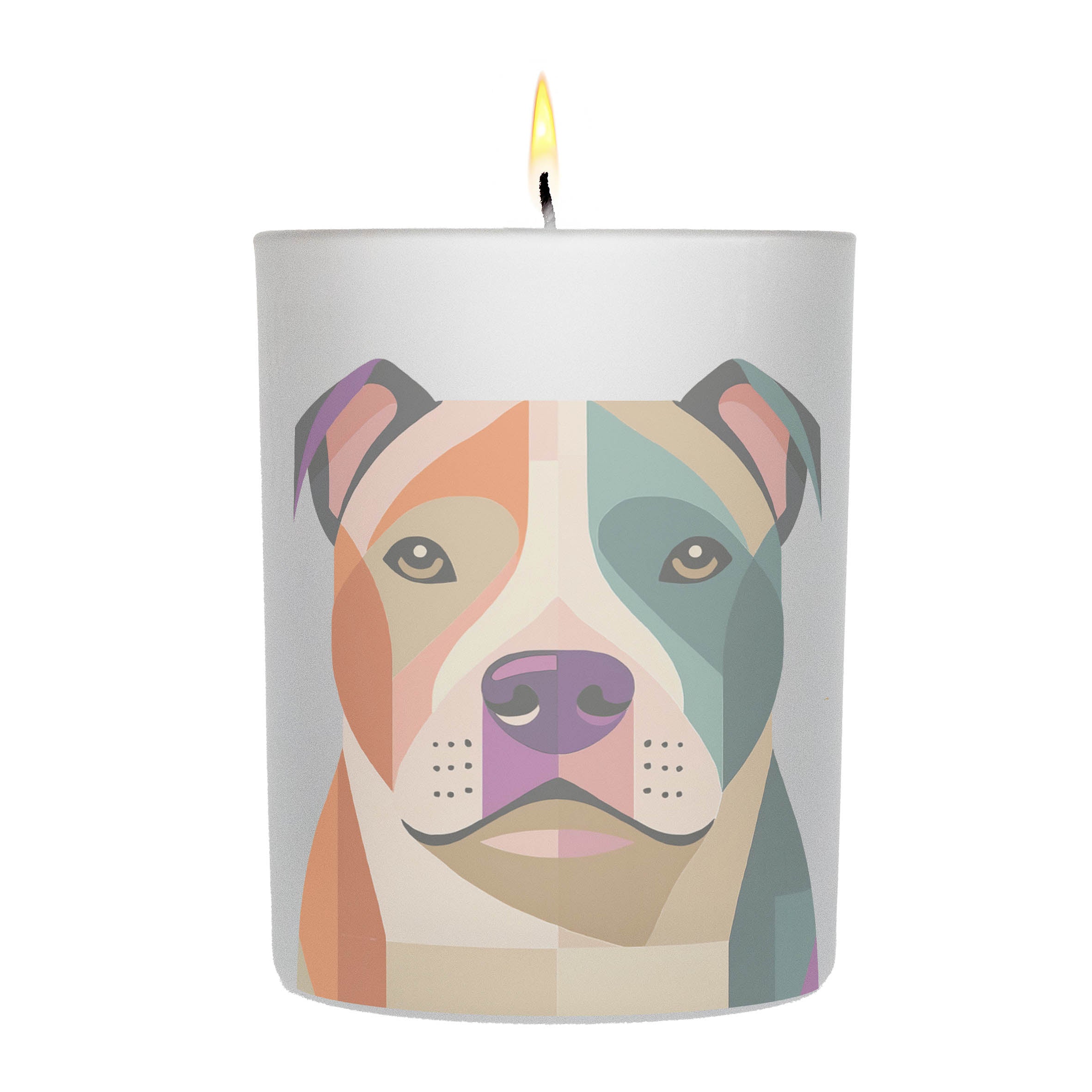 American Staffordshire Terrier Graphic Retro Chic Frosted Candle