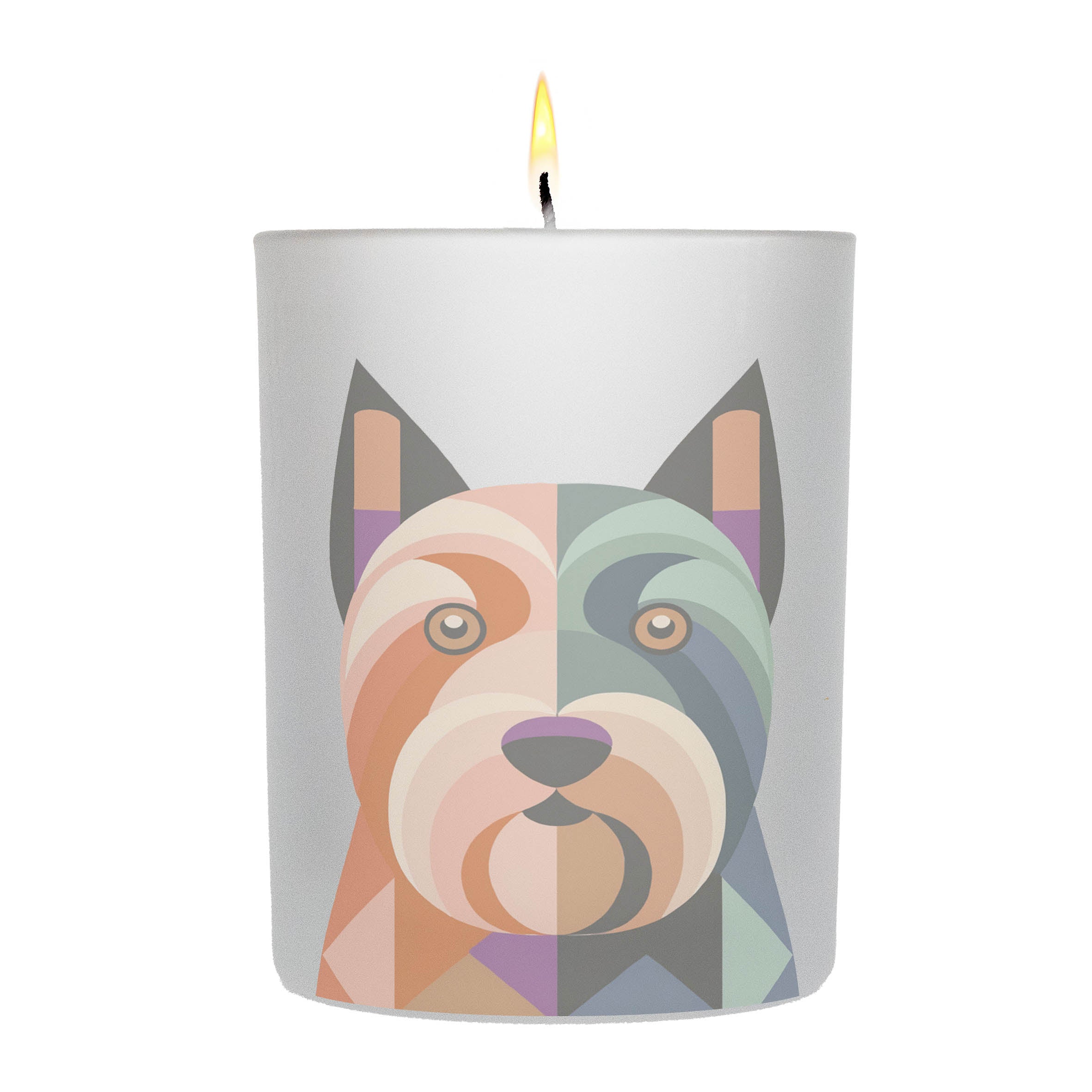 Australian Silky Terrier Graphic Retro Chic Frosted Candle