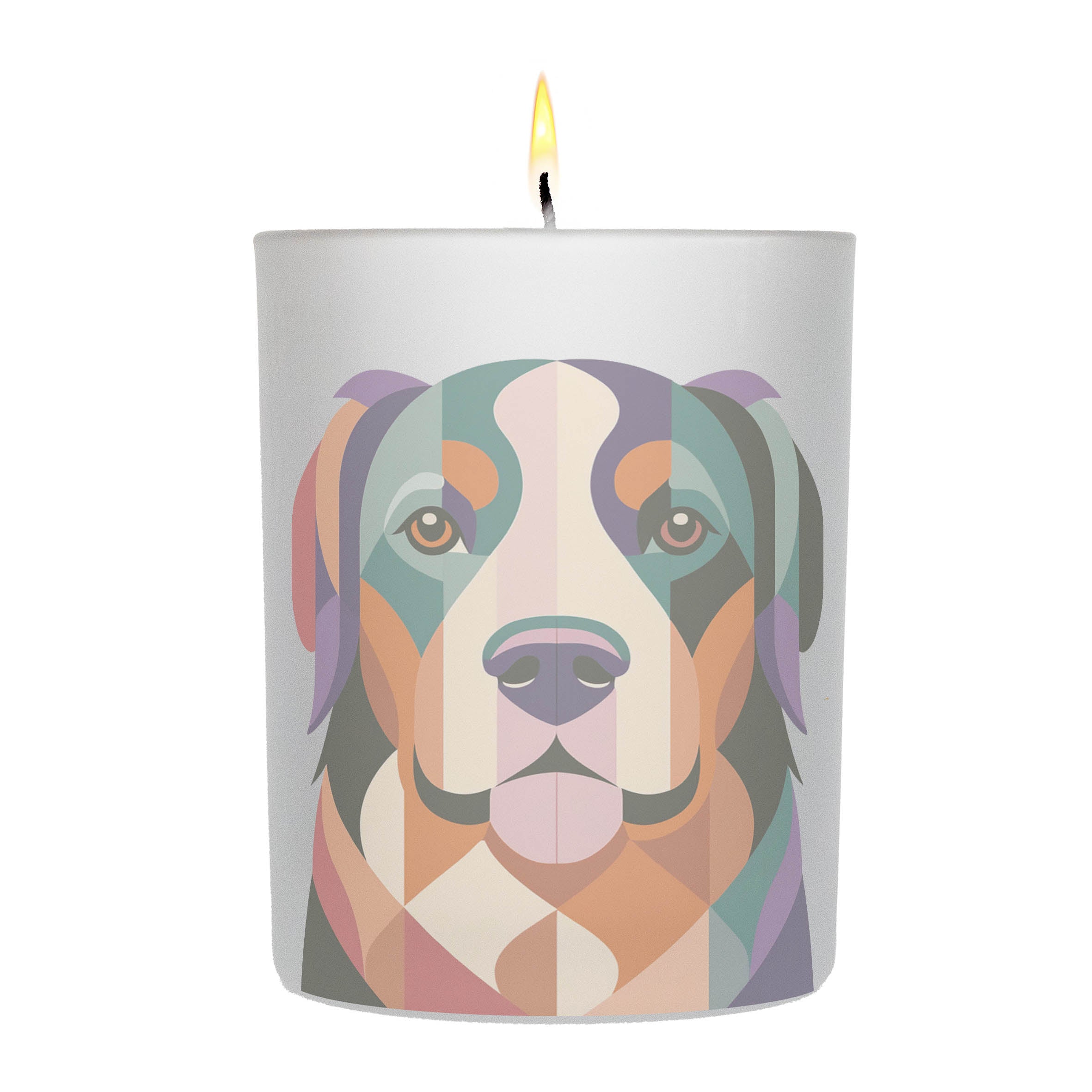 Bernese Mountain Dog Graphic Retro Chic Frosted Candle