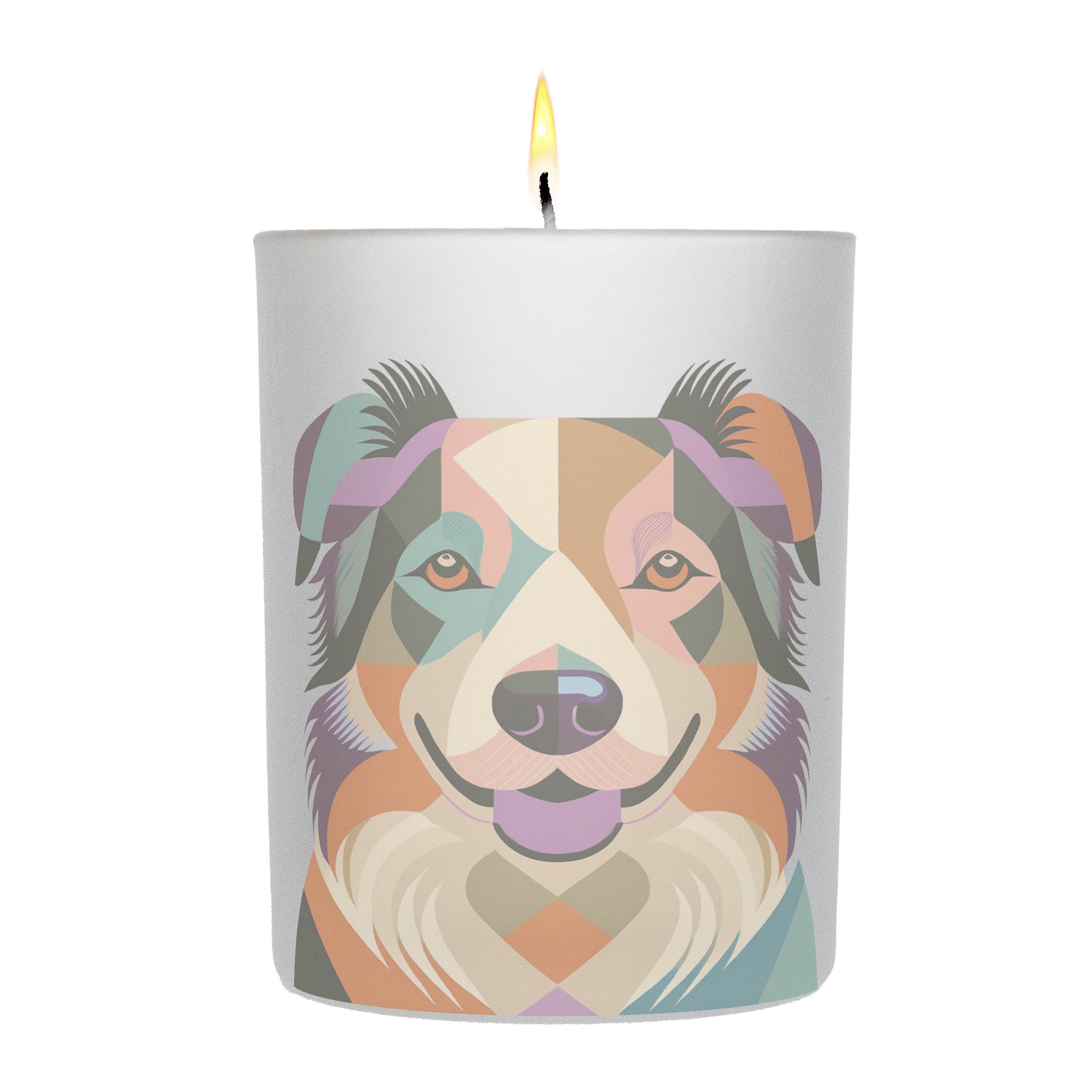 Border Collie Graphic Retro Chic Frosted Candle