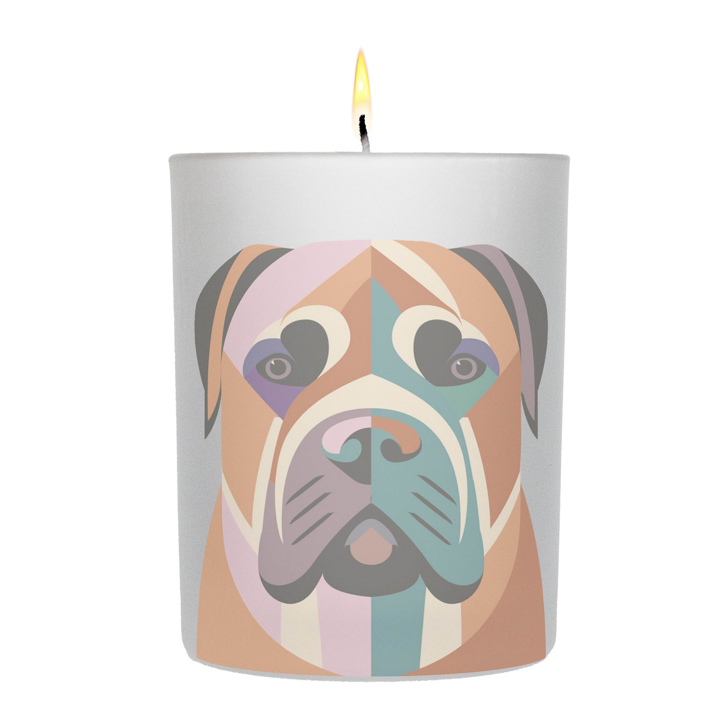 Bullmastiff Graphic Retro Chic Frosted Candle