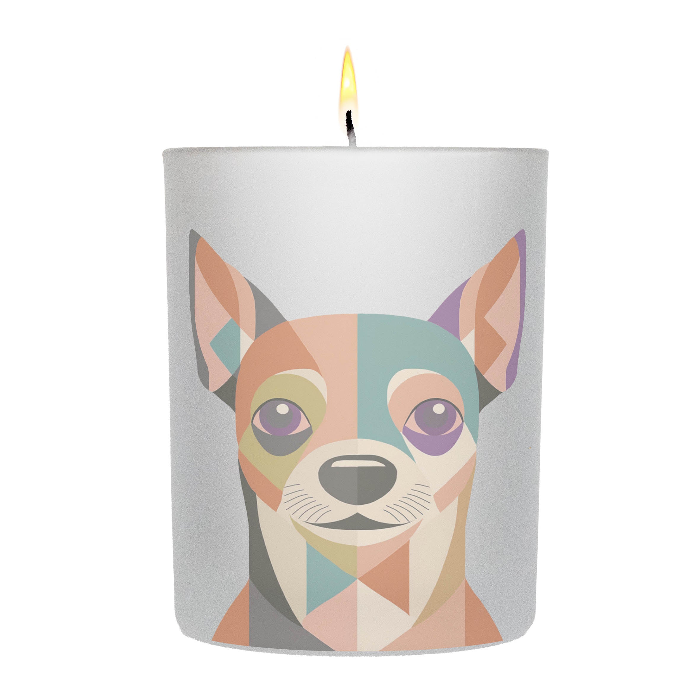Chihuahua Graphic Retro Chic Frosted Candle
