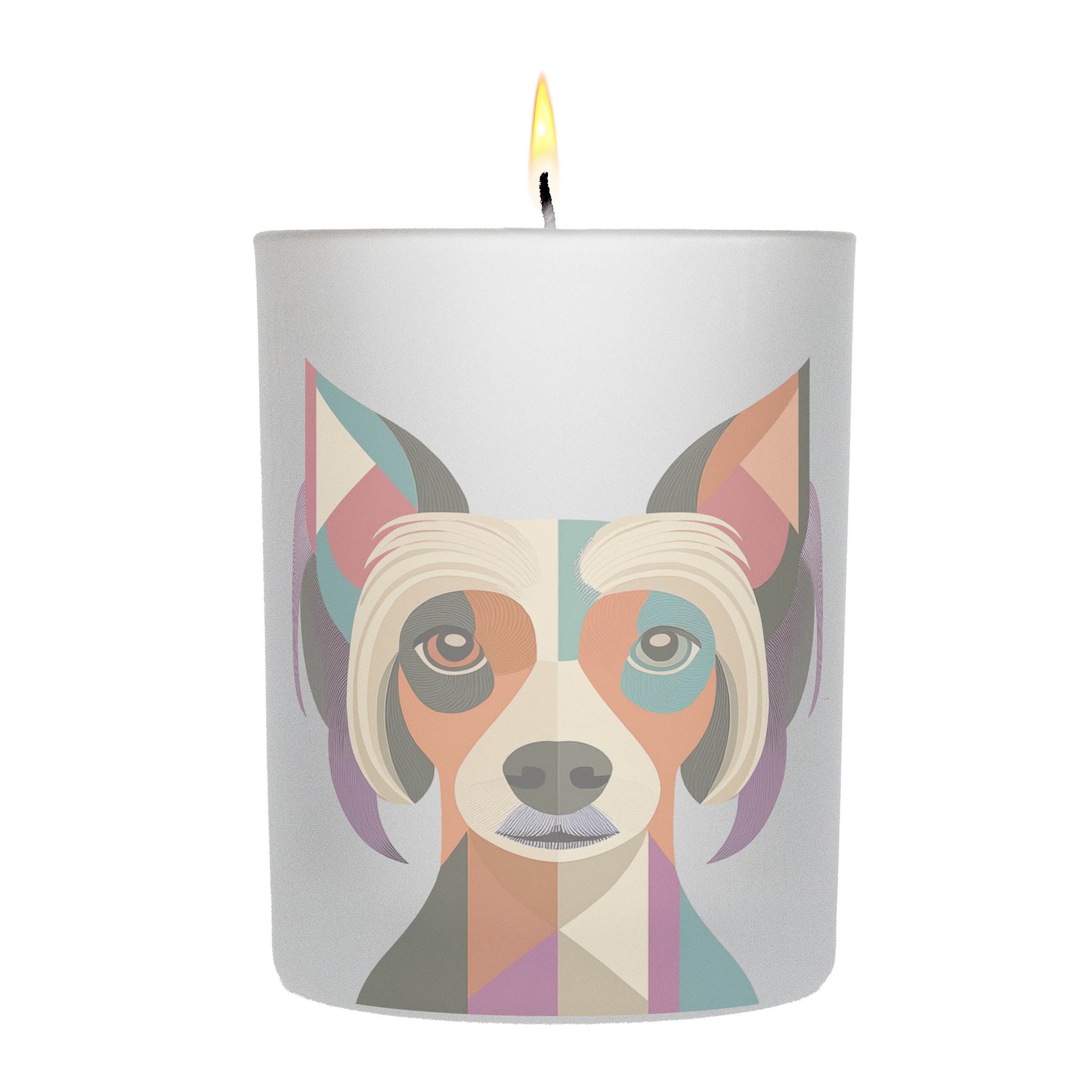 Chinese Crested Graphic Retro Chic Frosted Candle