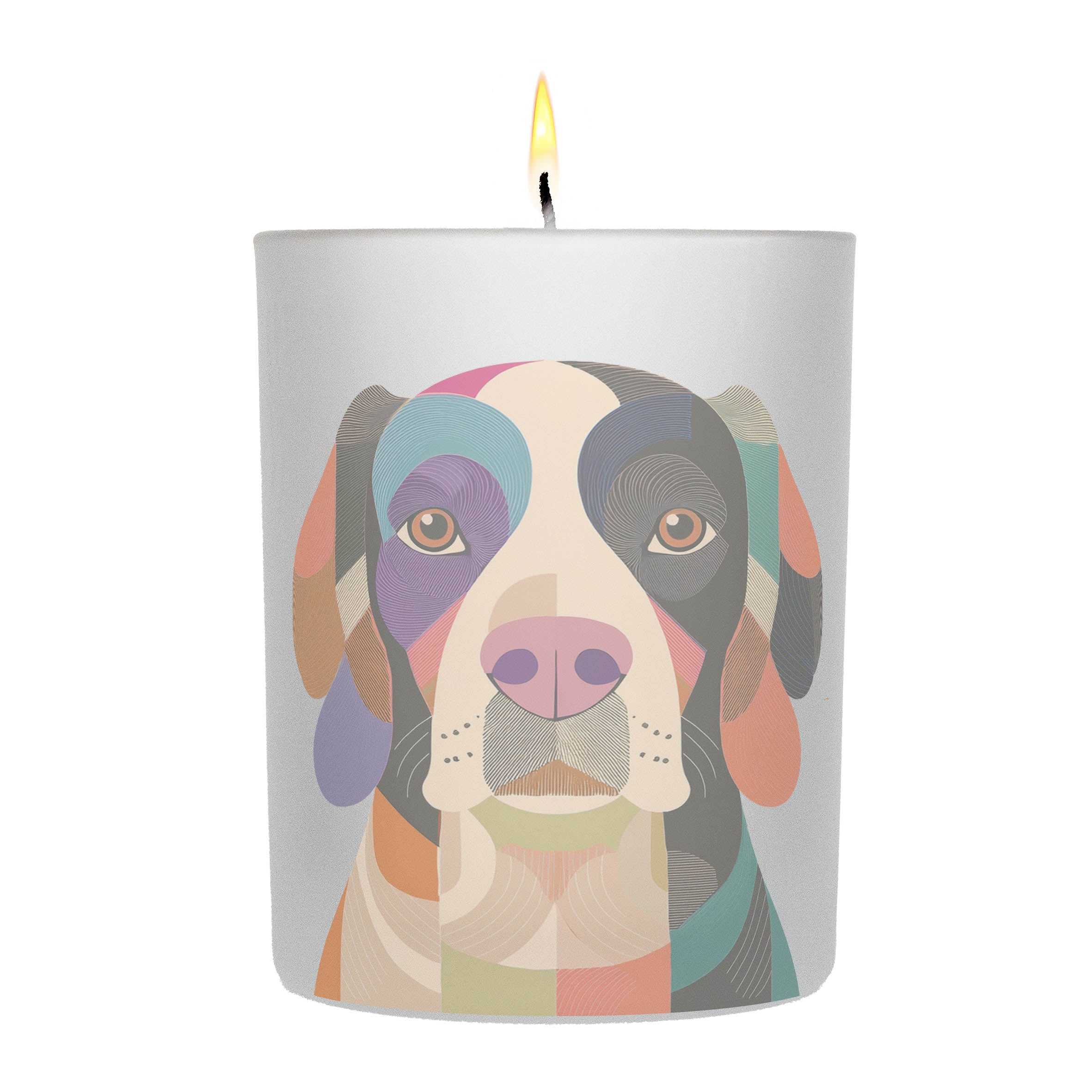 English Springer Spaniel Graphic Retro Chic Frosted Candle