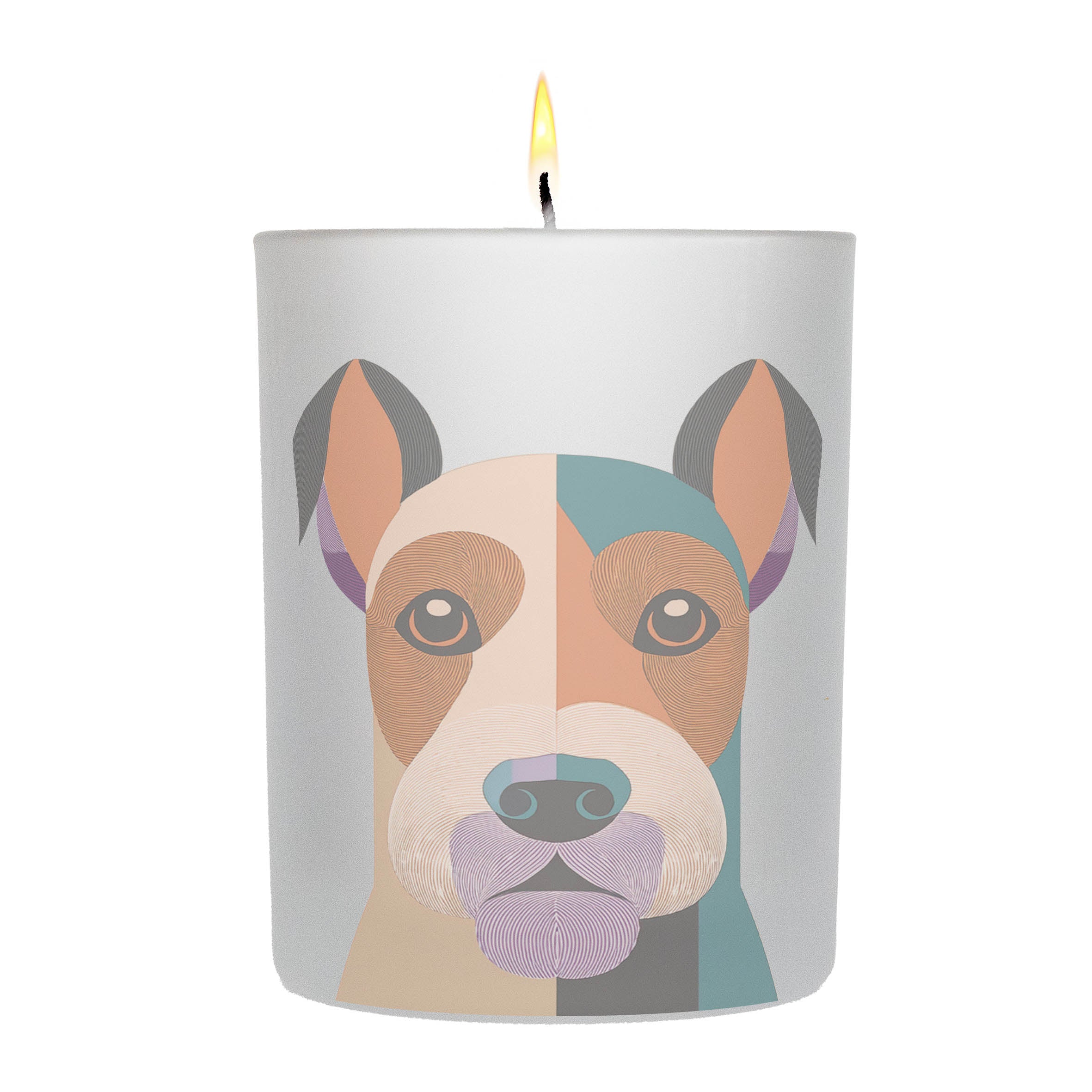 Fox Terrier Graphic Retro Chic Frosted Candle