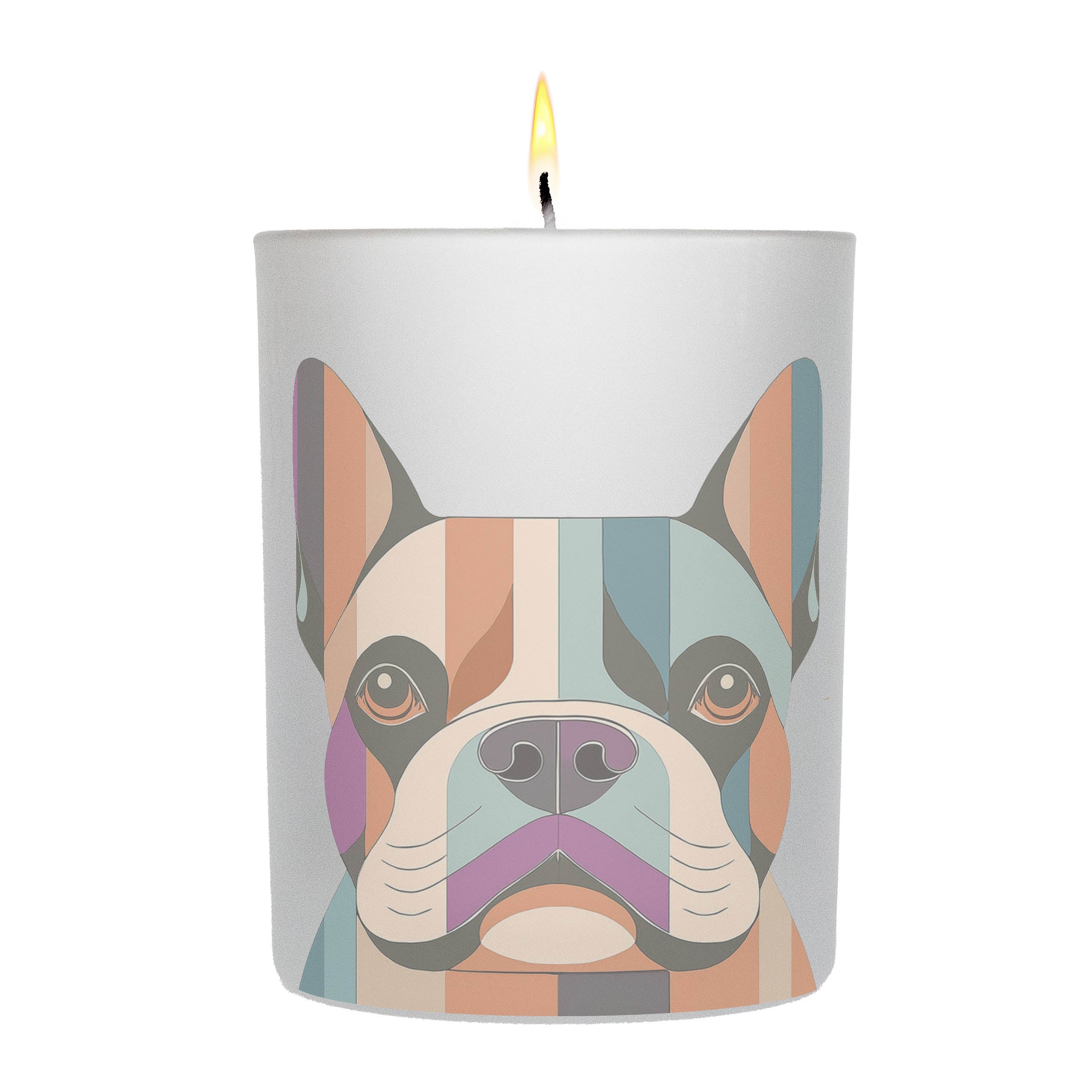 French Bulldog Graphic Retro Chic Frosted Candle