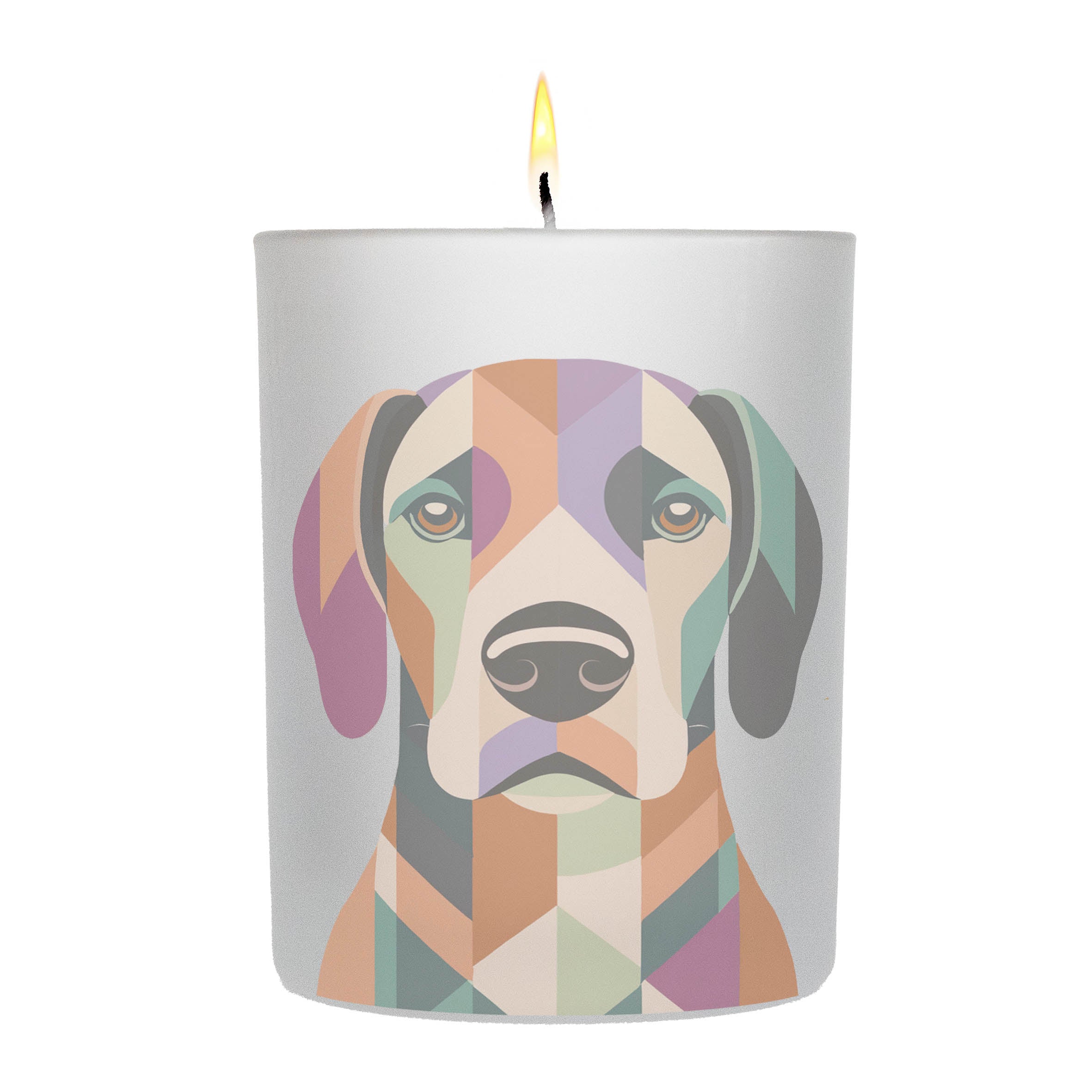 German Pointer Graphic Retro Chic Frosted Candle