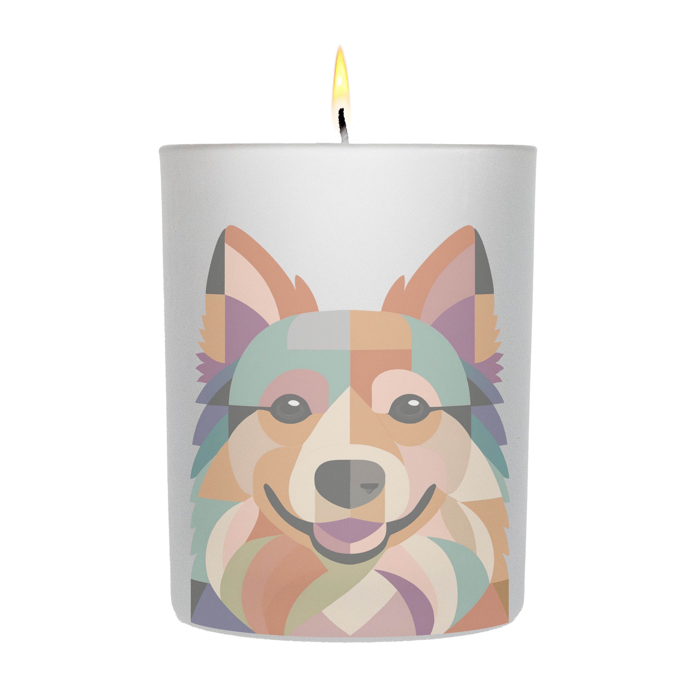 German Spitz Graphic Retro Chic Frosted Candle
