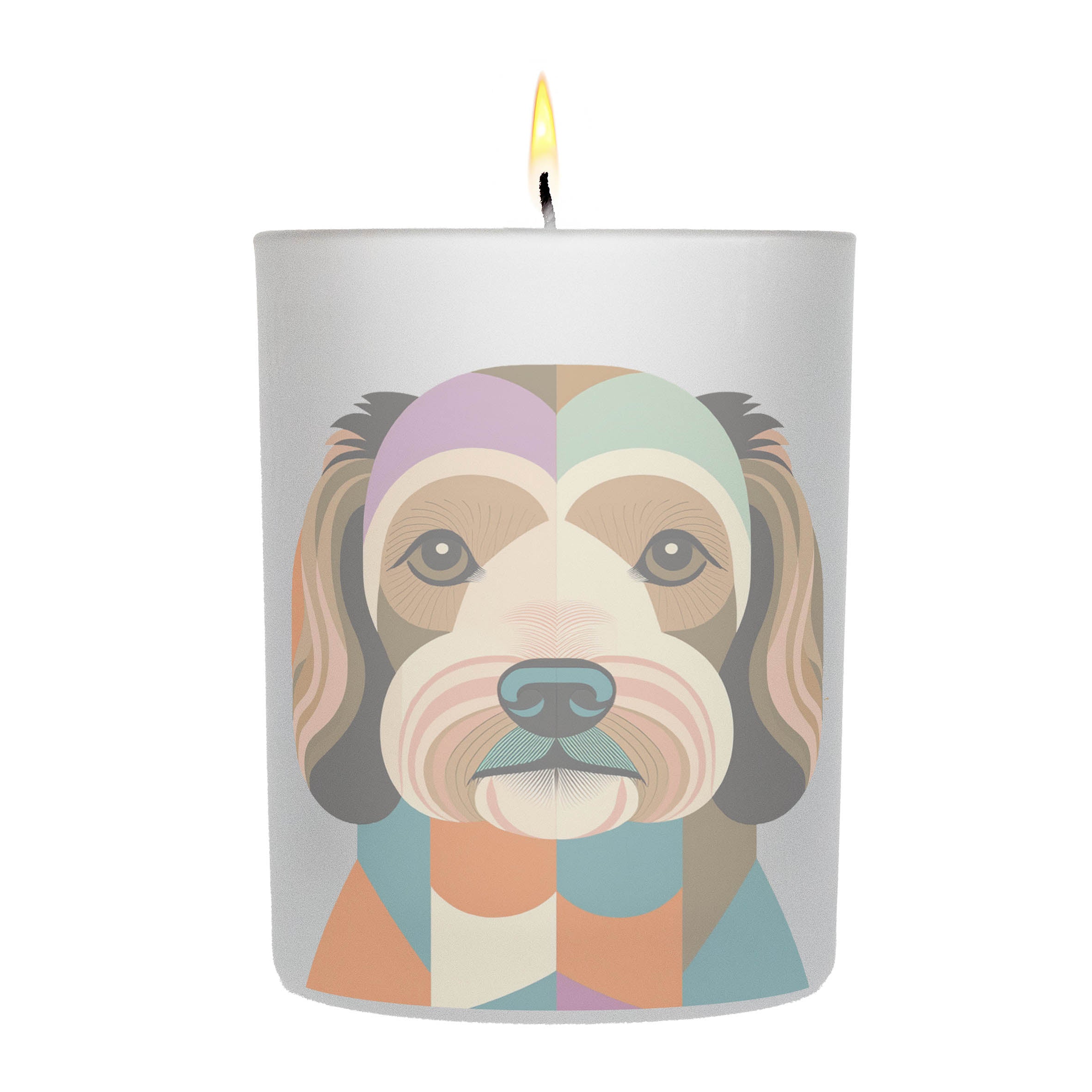Goldendoodle Graphic Retro Chic Frosted Candle