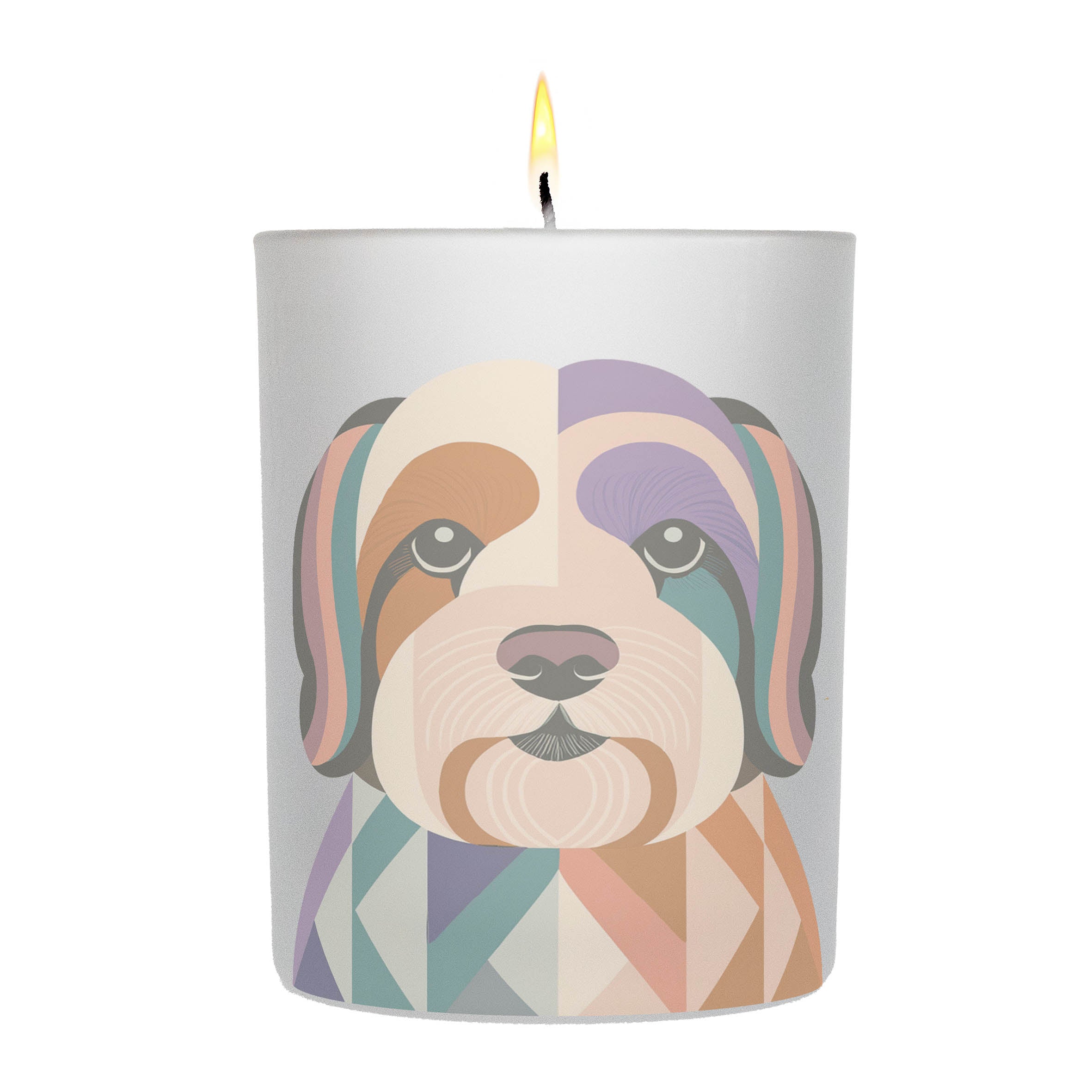 Havanese Graphic Retro Chic Frosted Candle