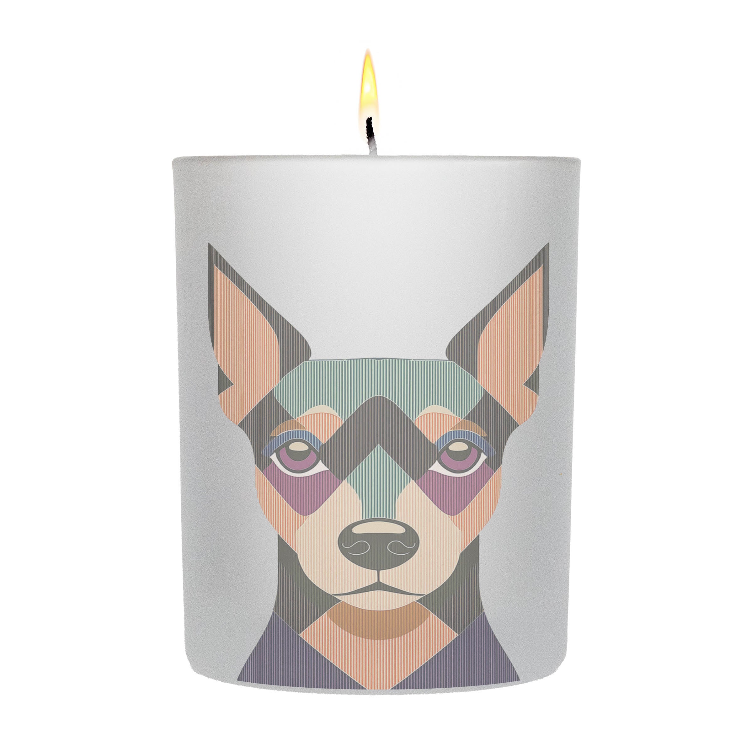 Miniature Pinscher Graphic Retro Chic Frosted Candle