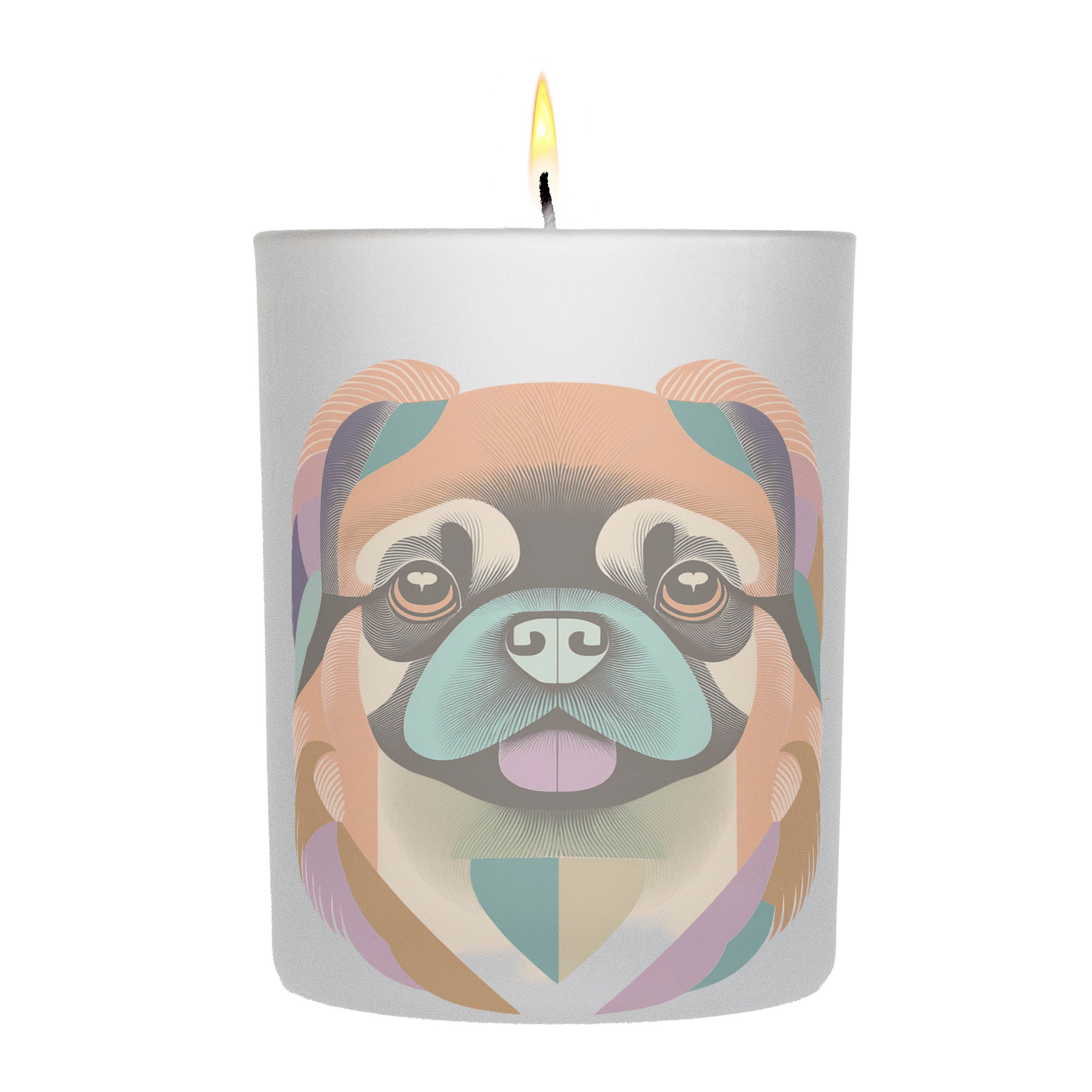 Pekingese Graphic Retro Chic Frosted Candle