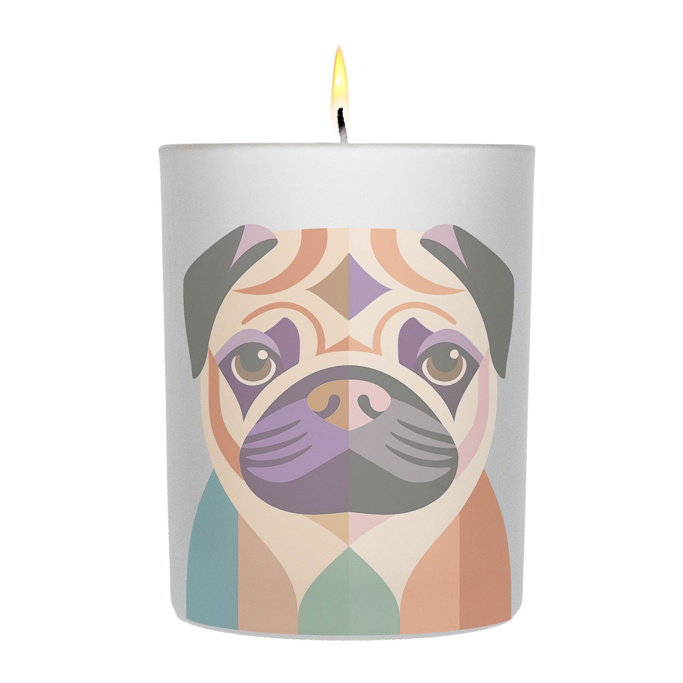 Pug Graphic Retro Chic Frosted Candle