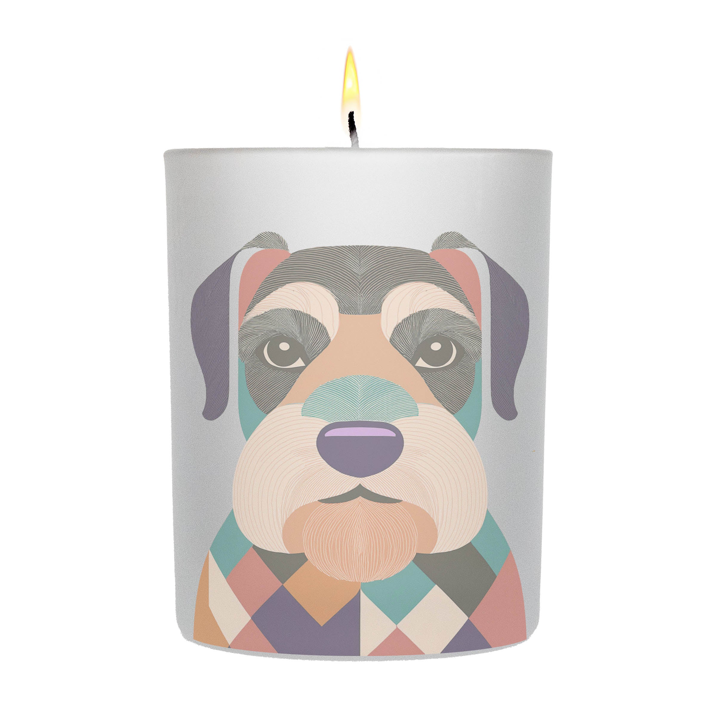 Schnauzer Graphic Retro Chic Frosted Candle