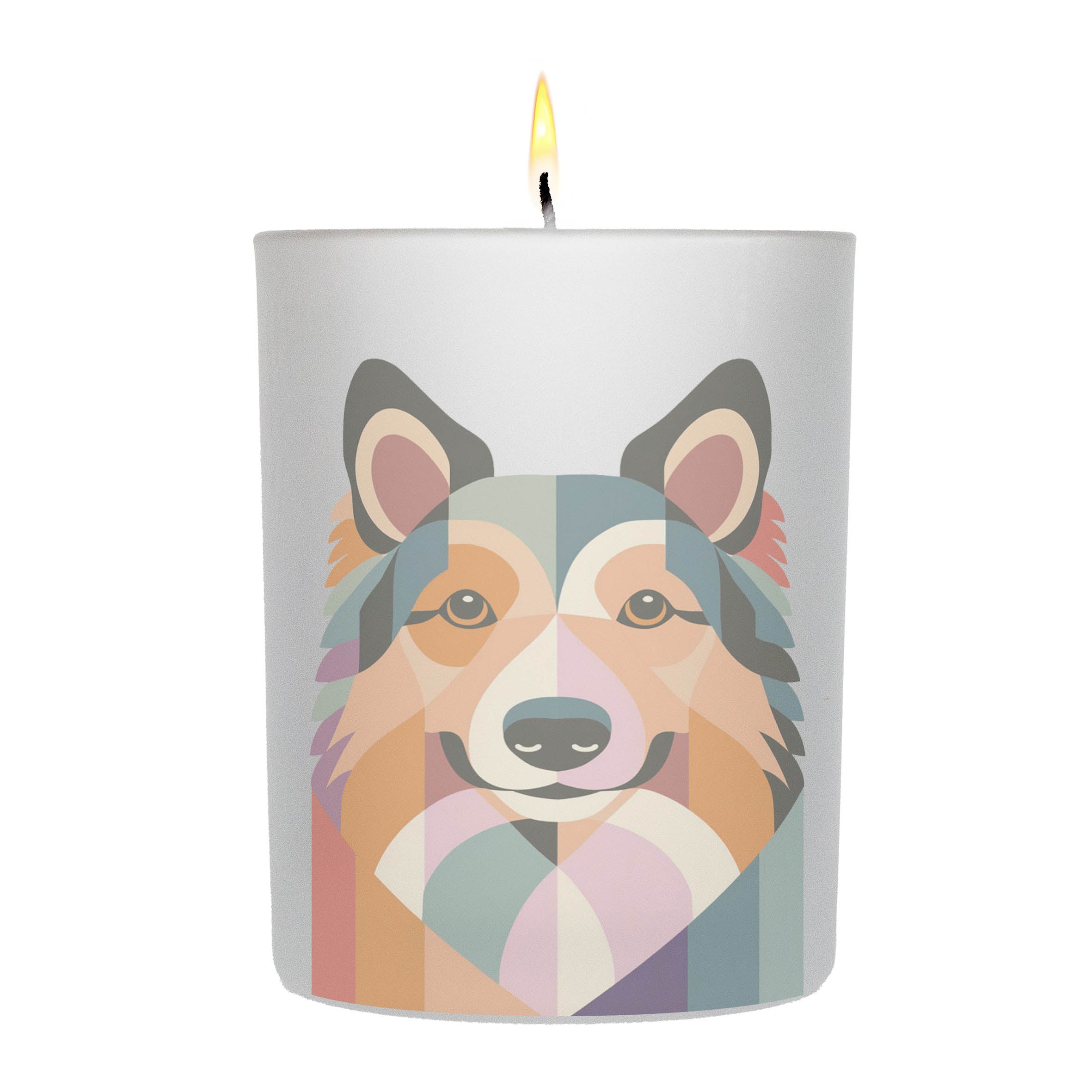 Shetland Sheepdog Graphic Retro Chic Frosted Candle