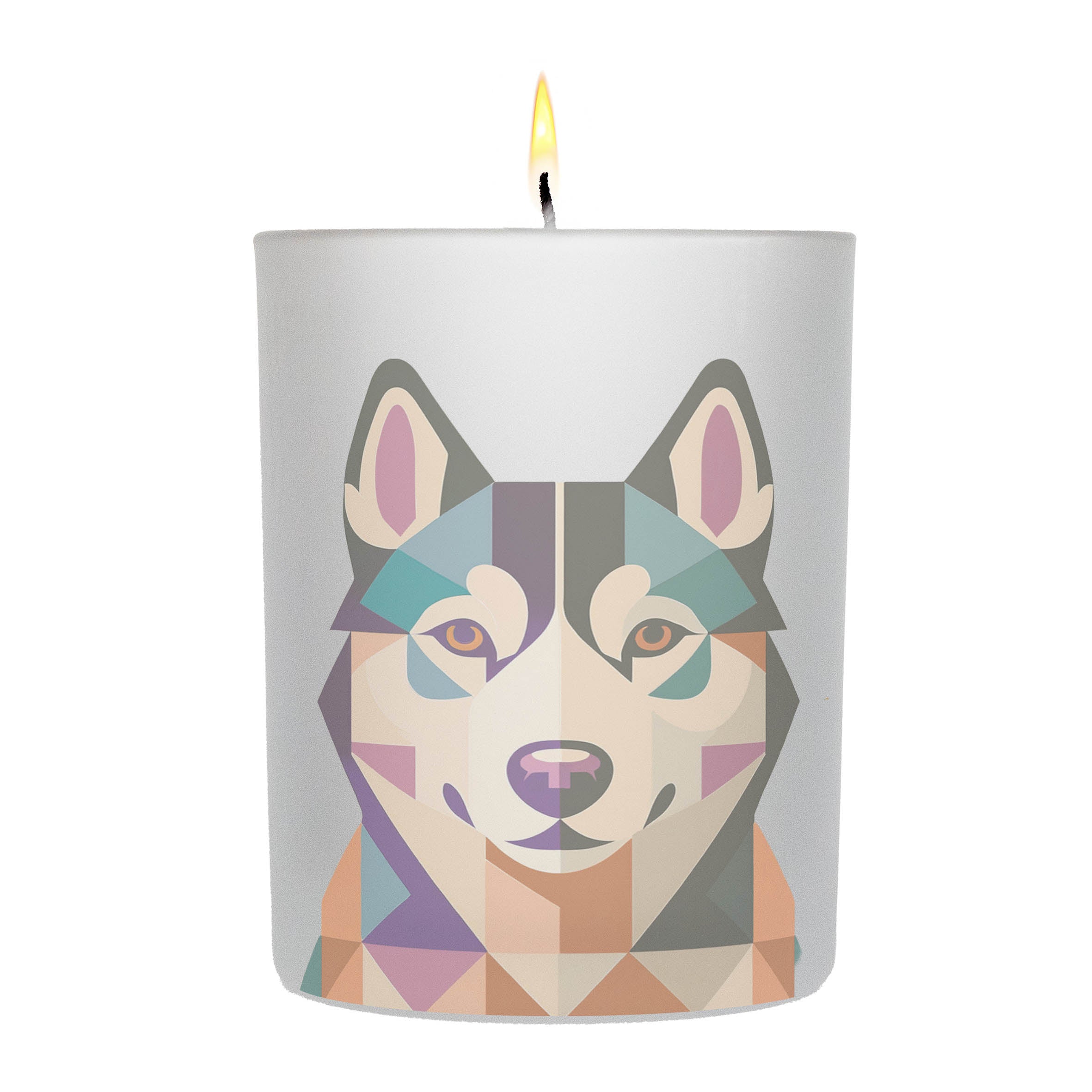 Siberian Husky Graphic Retro Chic Frosted Candle