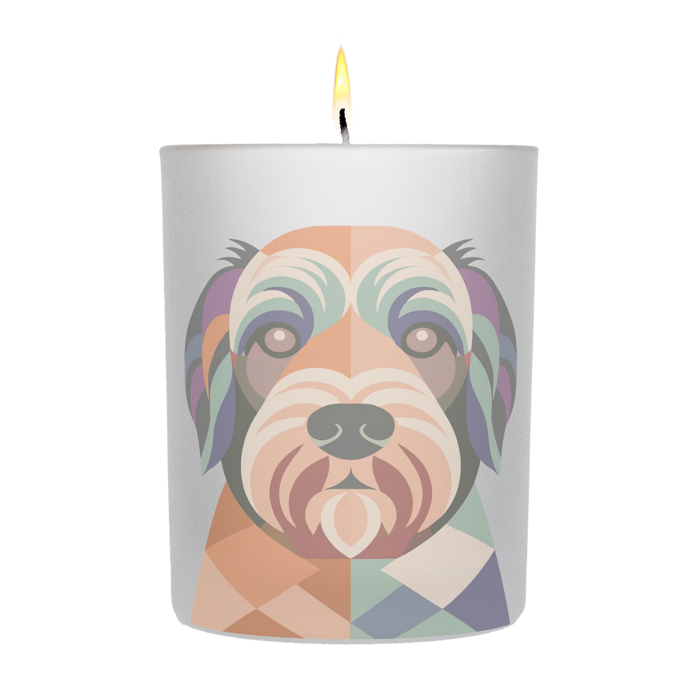 Spanish Water Dog Graphic Retro Chic Frosted Candle