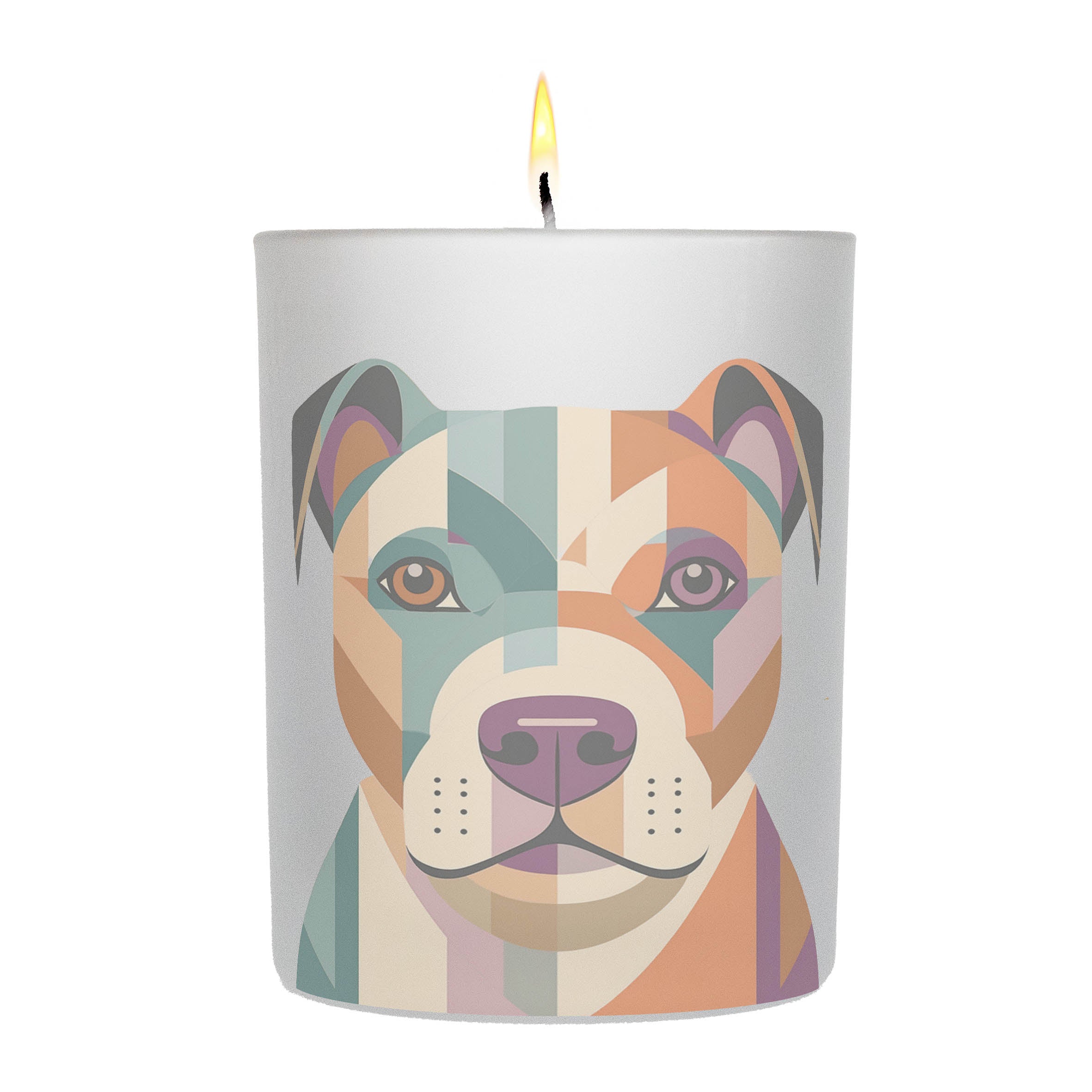 Staffordshire Bull Terrier Graphic Retro Chic Frosted Candle