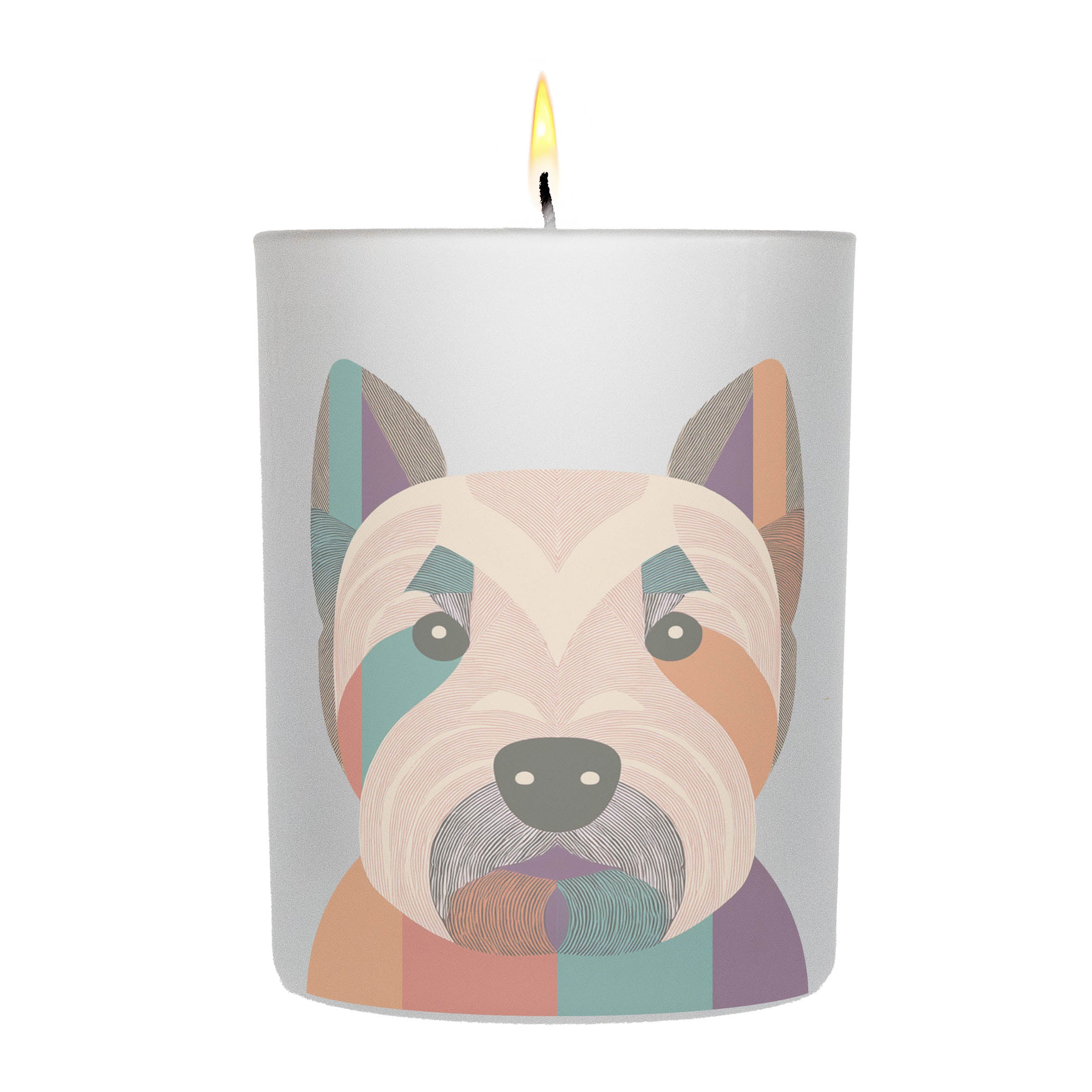 West Highland White Terrier Graphic Retro Chic Frosted Candle
