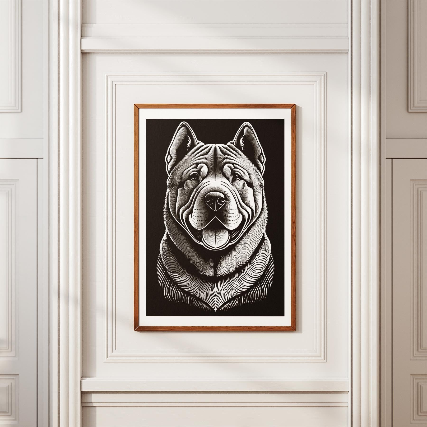 Shar Pei Line Dog Series in Black and White image 3